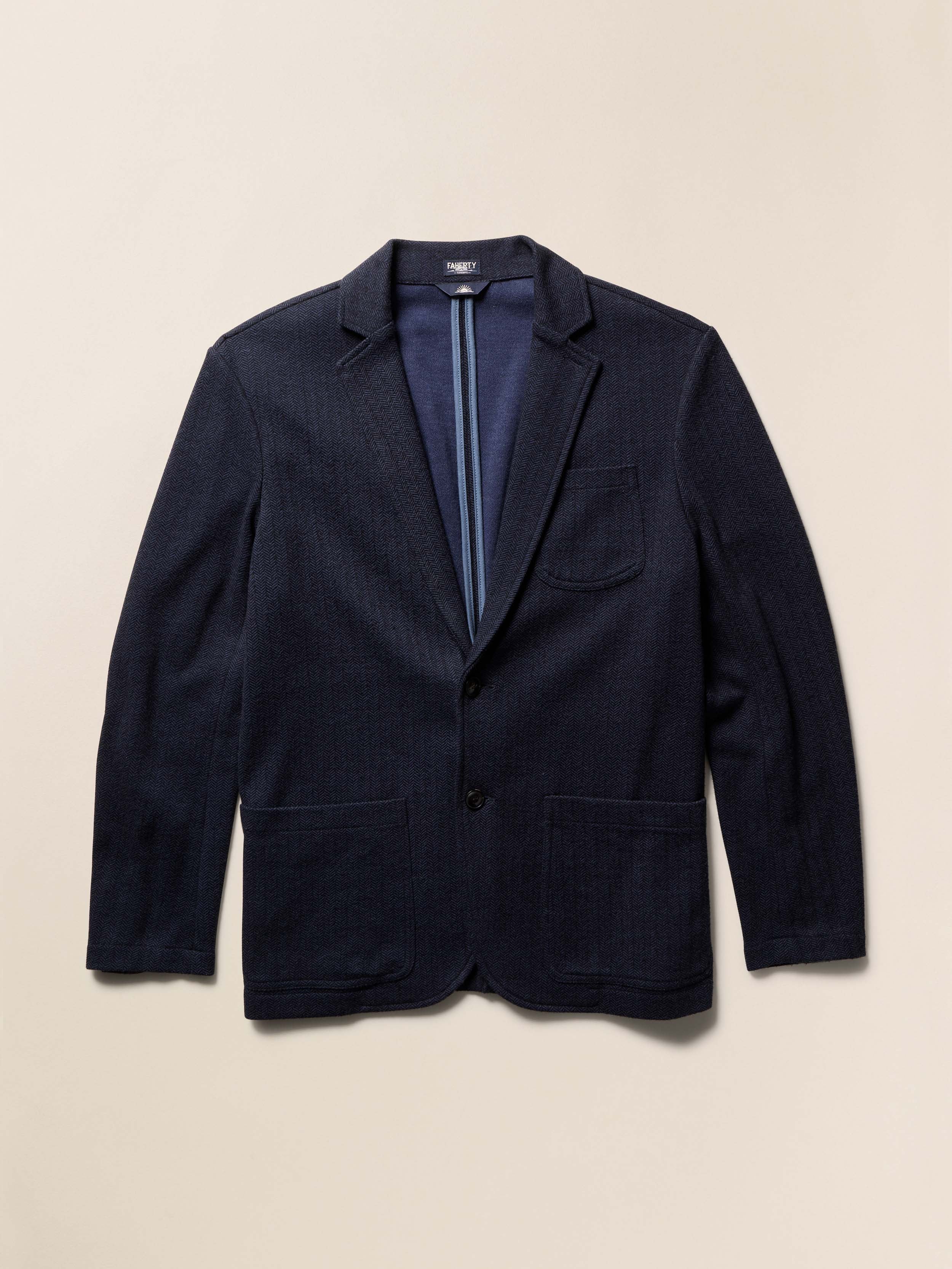 Inlet Knit Tweed Blazer - Navy Twilight Herringbone | Faherty Brand