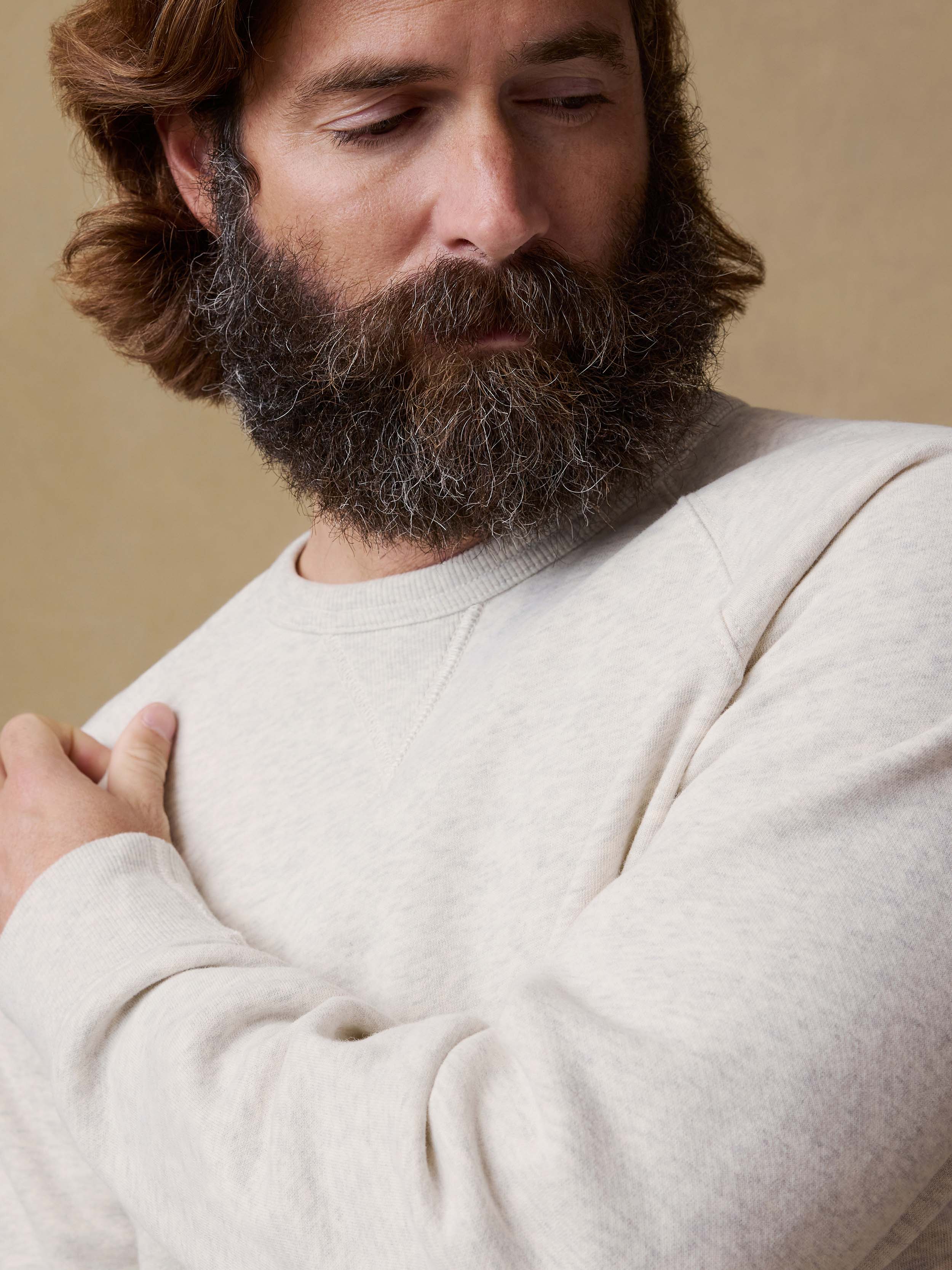 High Standard Fleece Crewneck - Antique Ivory Heather | Faherty Brand