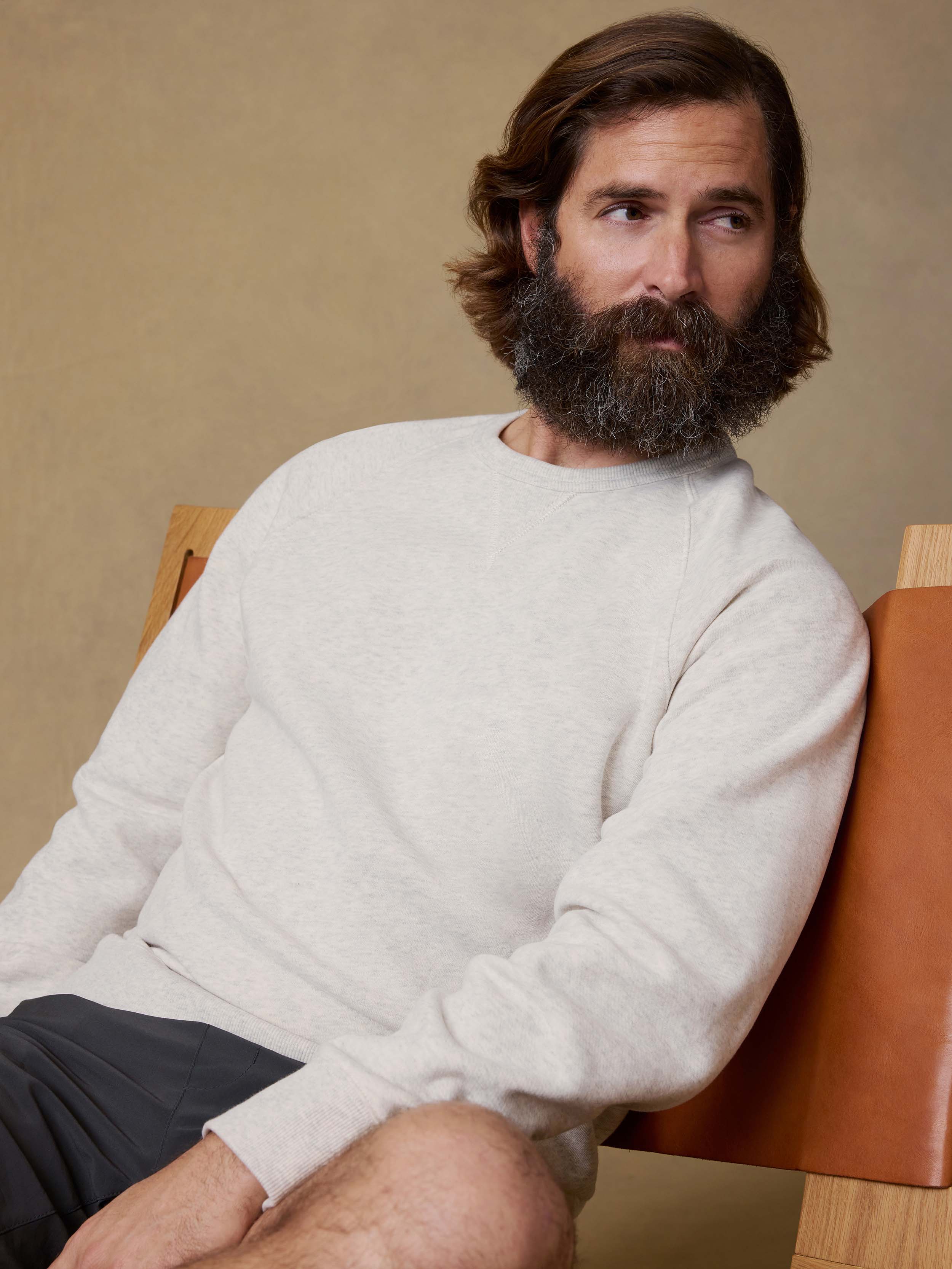 High Standard Fleece Crewneck - Antique Ivory Heather | Faherty Brand