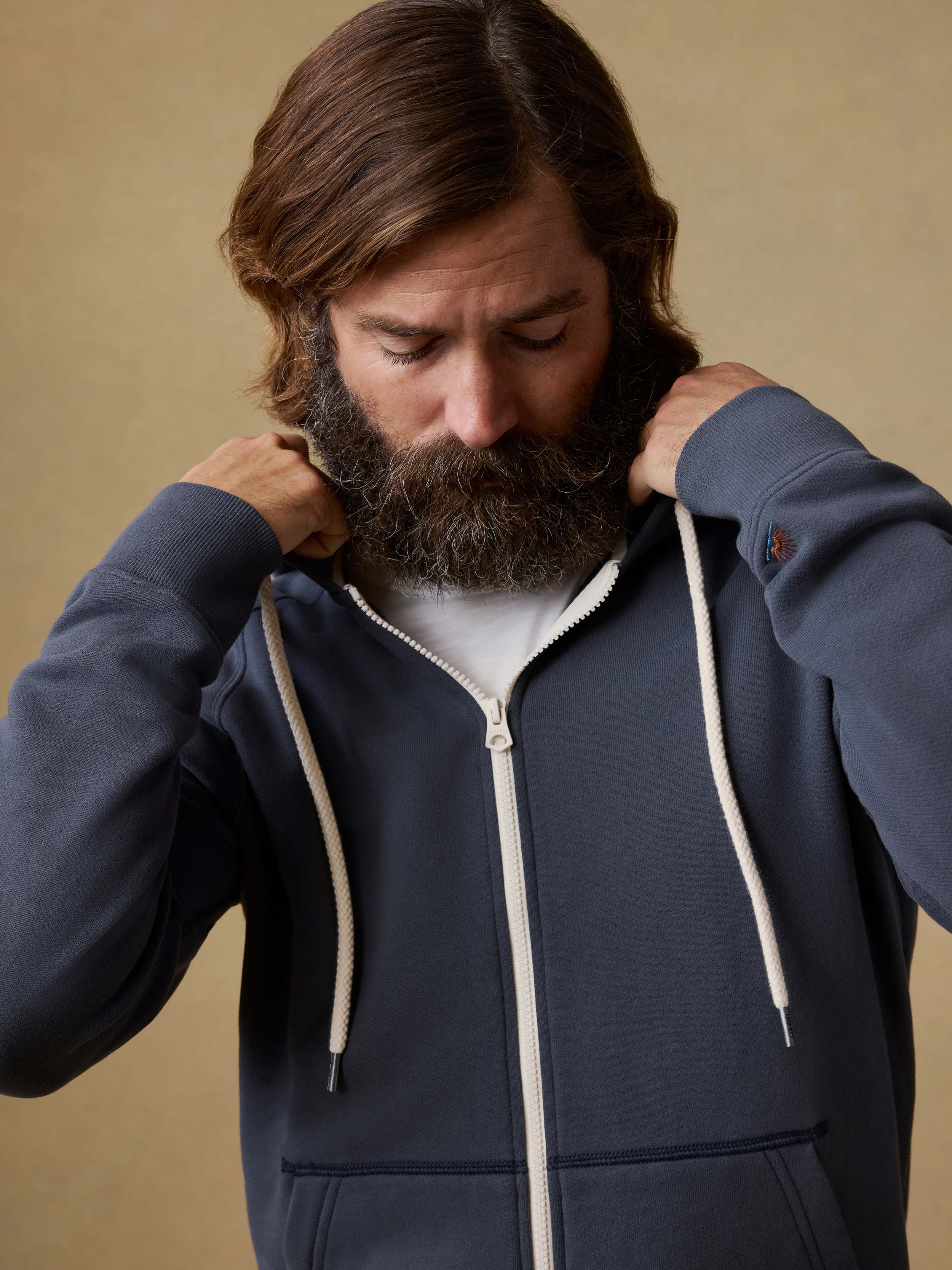 High Standard Fleece Zip Hoodie - Blue Nights | Faherty Brand