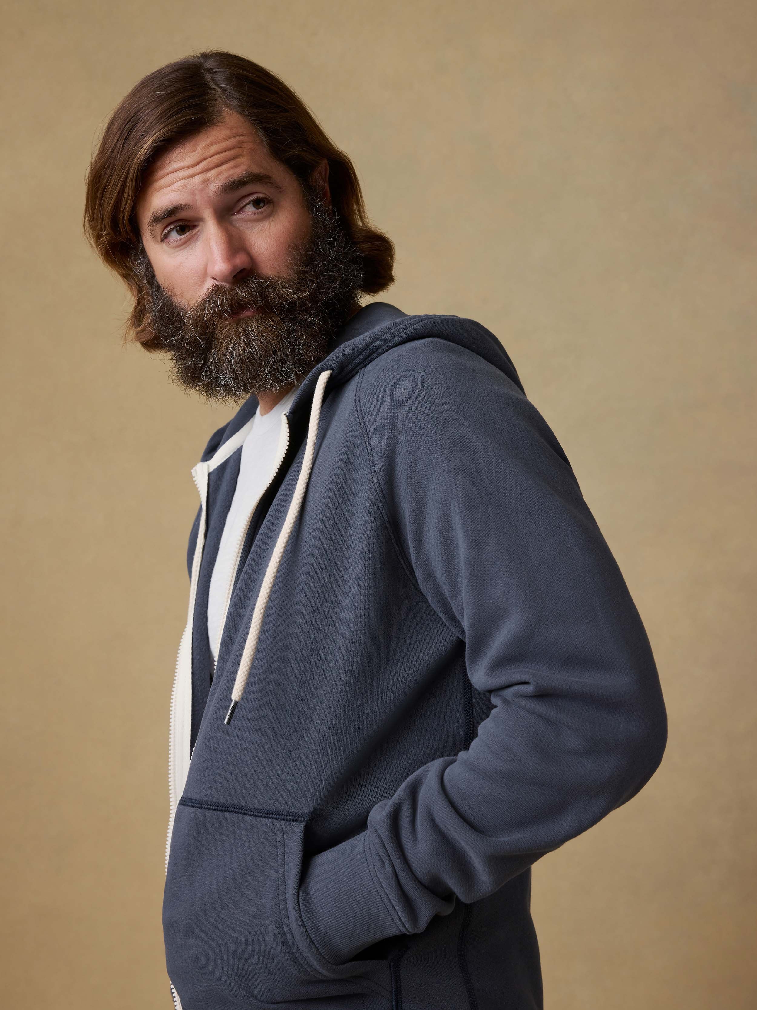 High Standard Fleece Zip Hoodie - Blue Nights | Faherty Brand