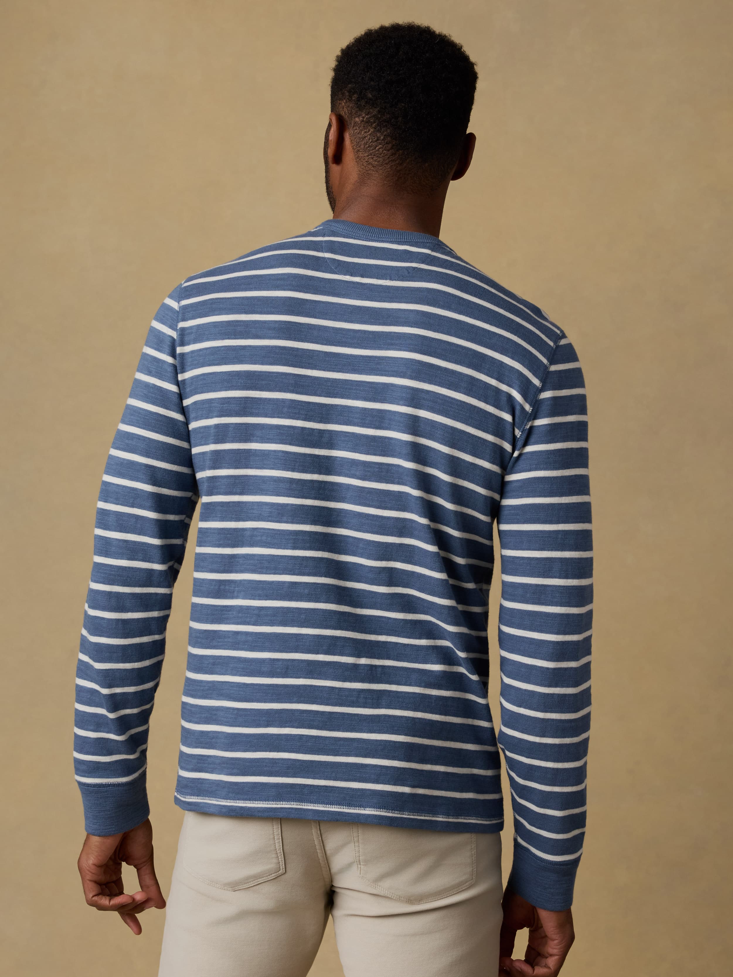 Sunwashed Organic Crew - Breaker Blue Breton Stripe | Faherty Brand
