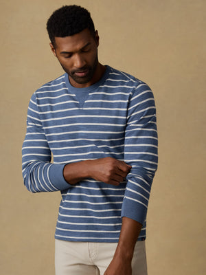 Sunwashed Organic Crew - Breaker Blue Breton Stripe