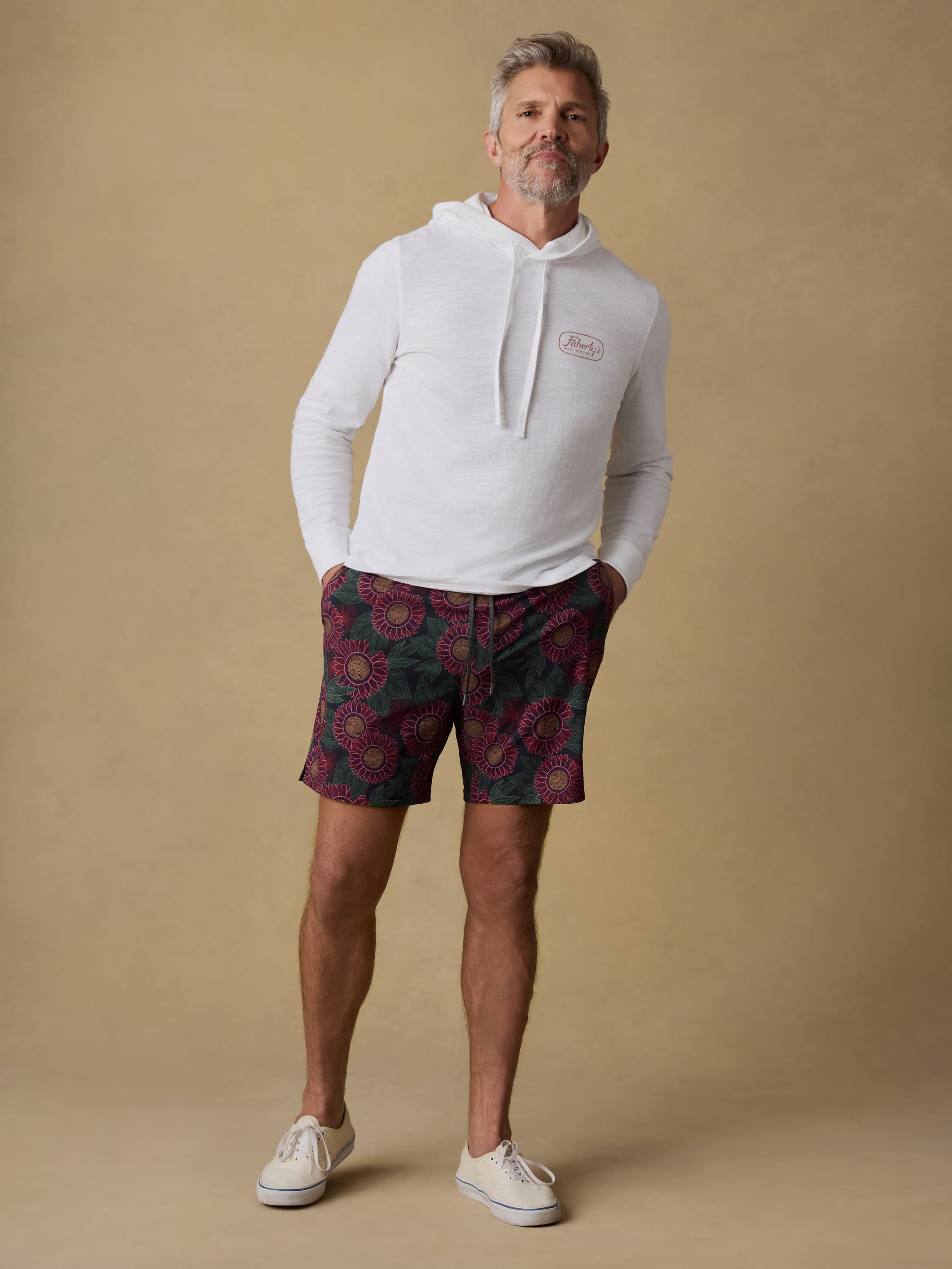 Shorelite Trunk (7") - Black Floral Road | Faherty Brand