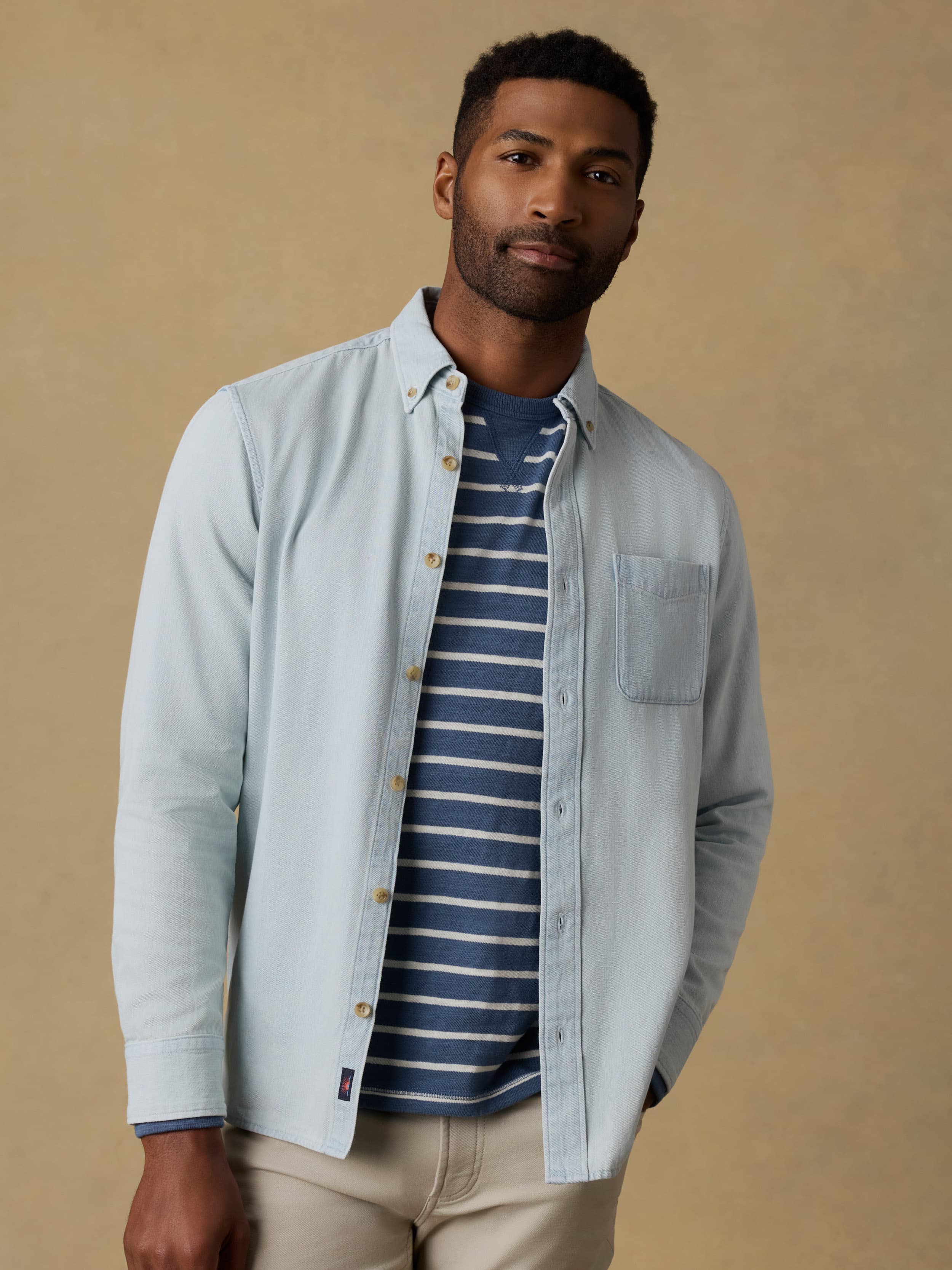 Organic Denim Button Down Shirt - Rocky River Wash | Faherty Brand