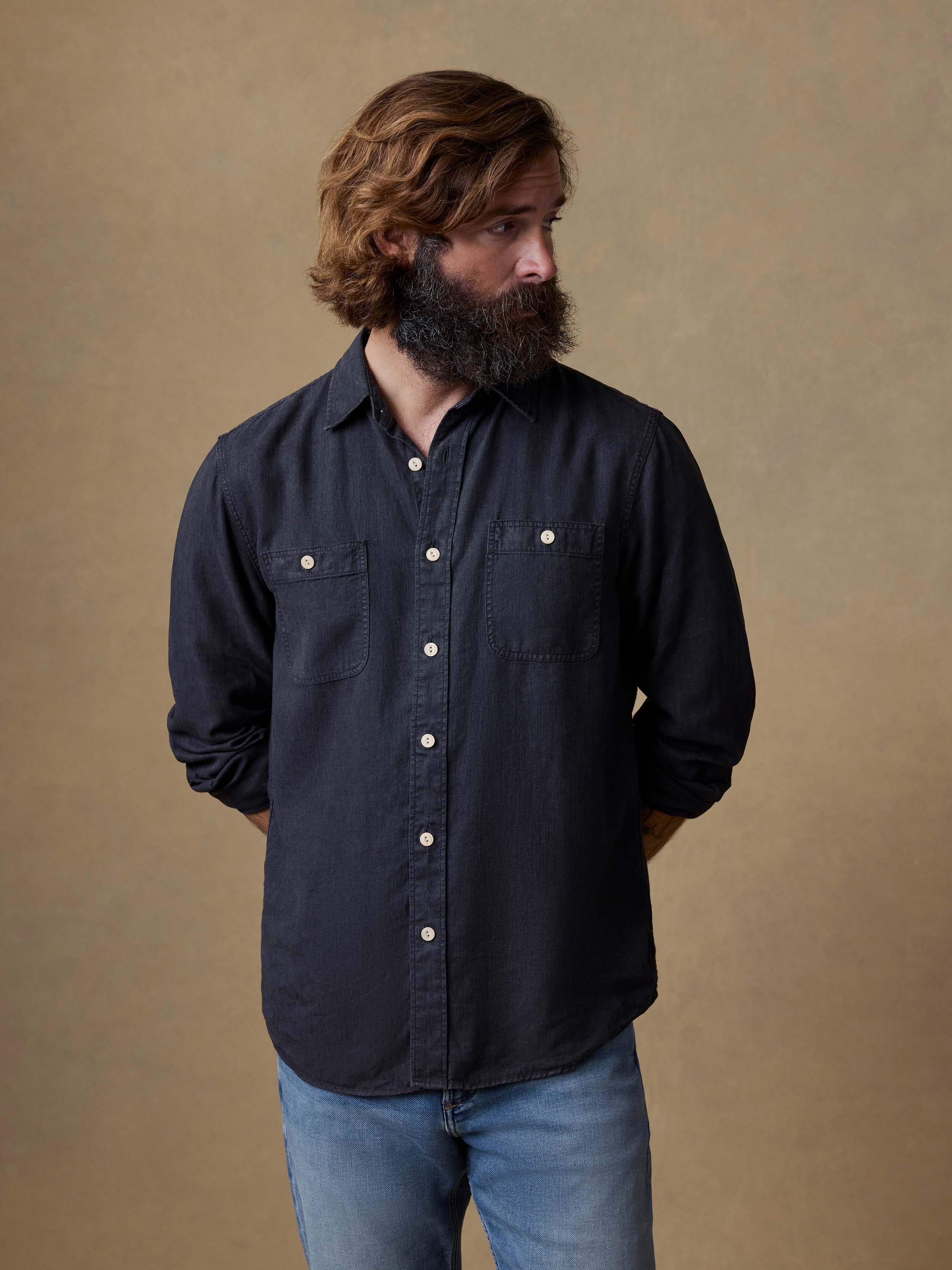 Tried & True Chambray Workshirt - Durango Black | Faherty Brand