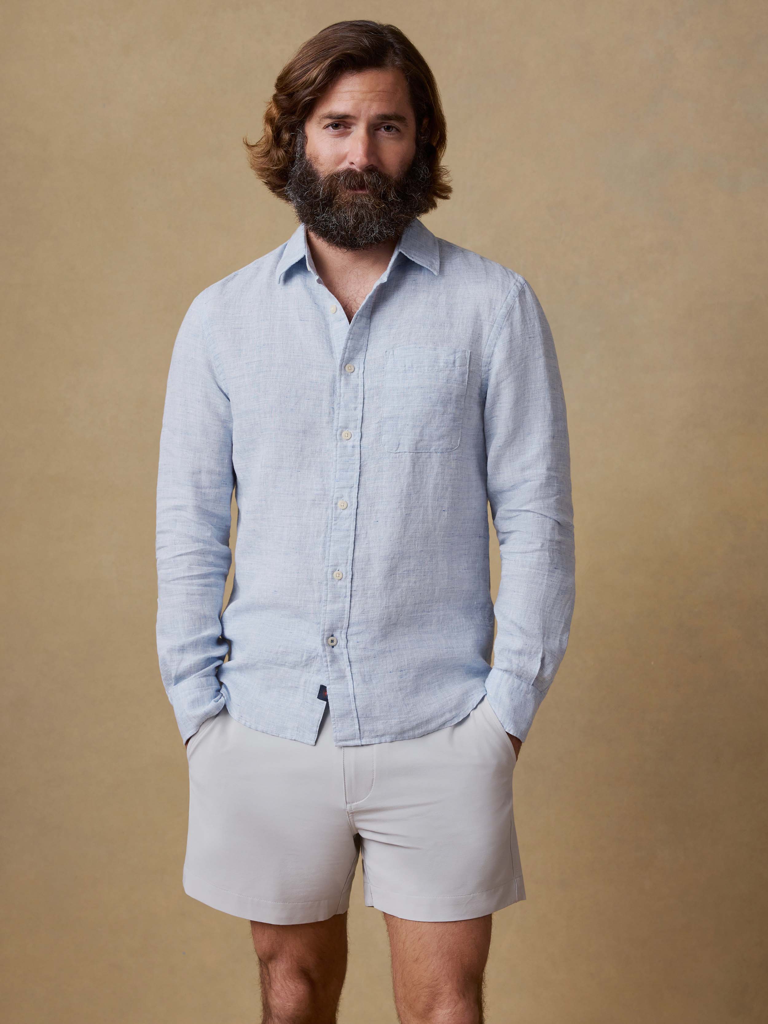 Laguna Linen Shirt - Light Blue Melange | Faherty Brand
