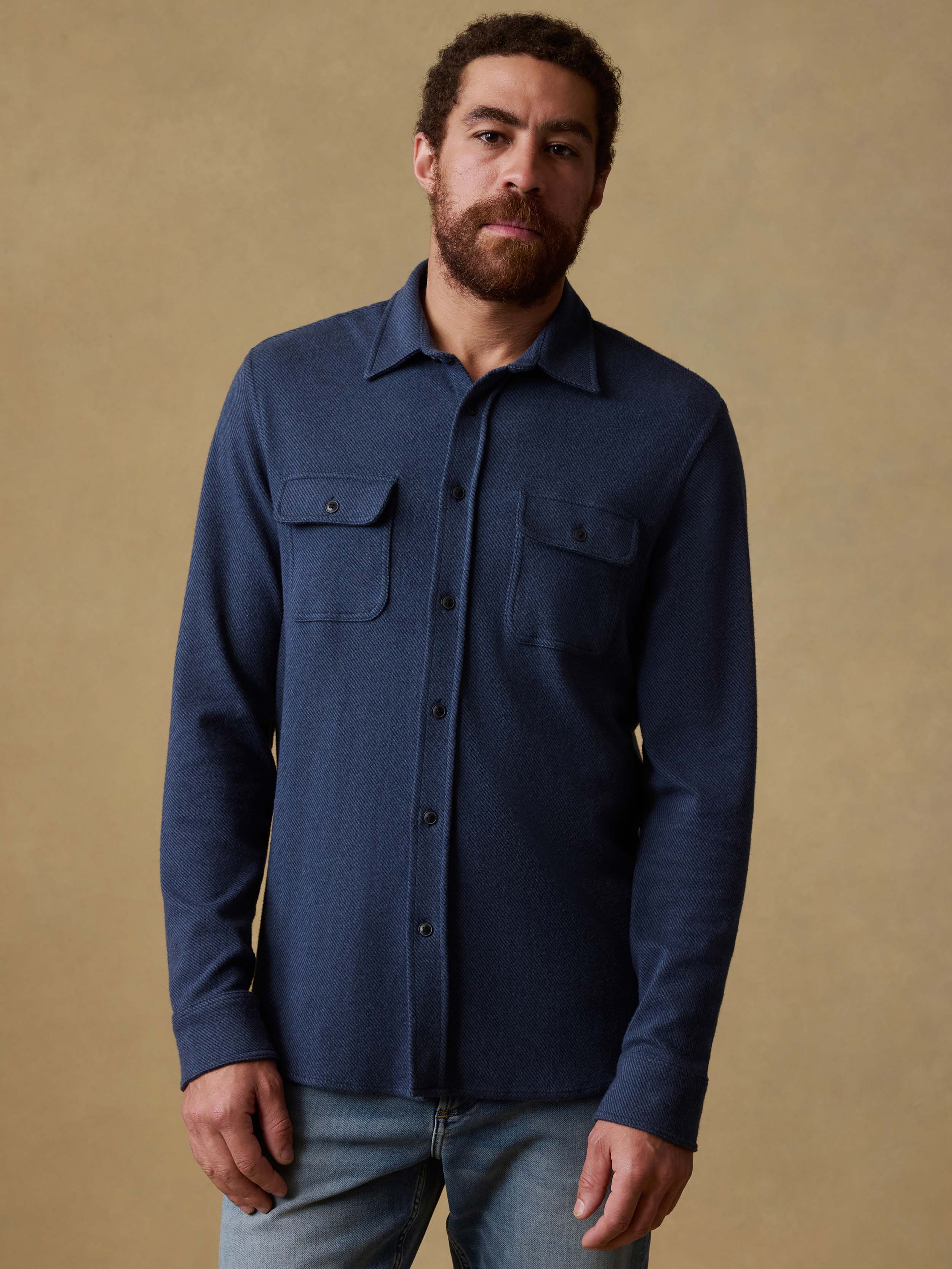 Legend™ Sweater Shirt - Brighton Navy Twill | Faherty Brand