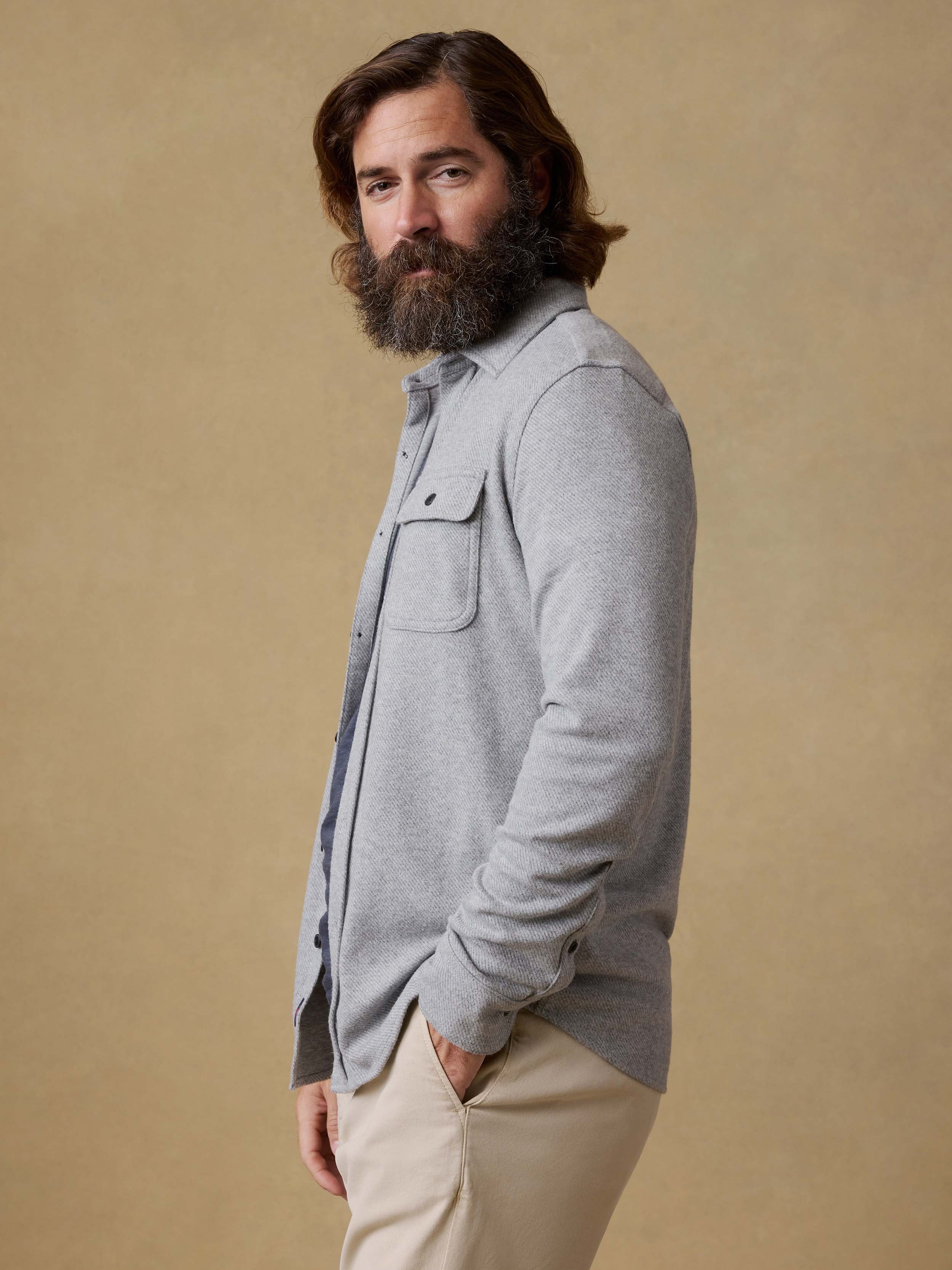 Legend™ Sweater Shirt - Fossil Grey Twill | Faherty Brand