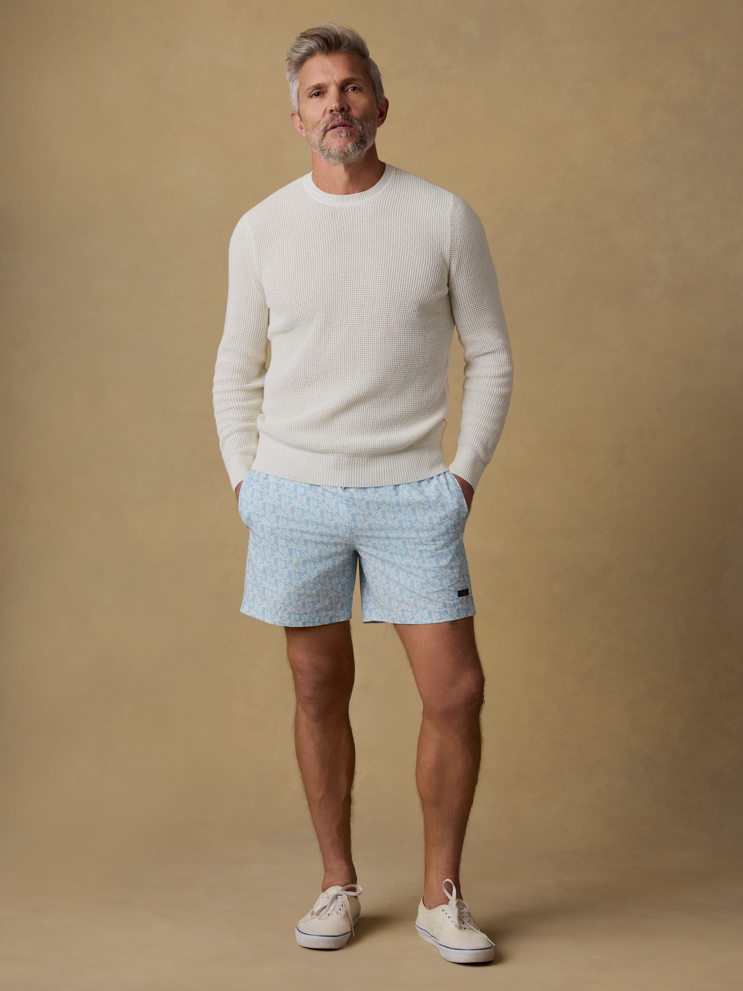Sunwashed Crewneck Sweater - White Shell | Faherty Brand