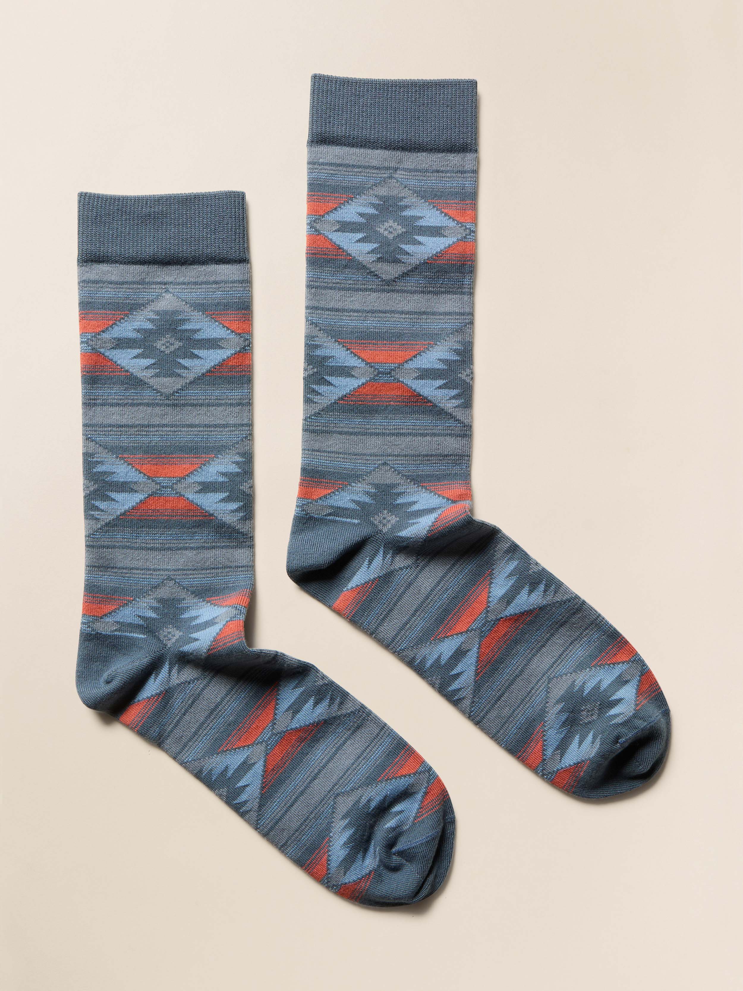 Native Sock - Blue Western Range | Faherty Brand