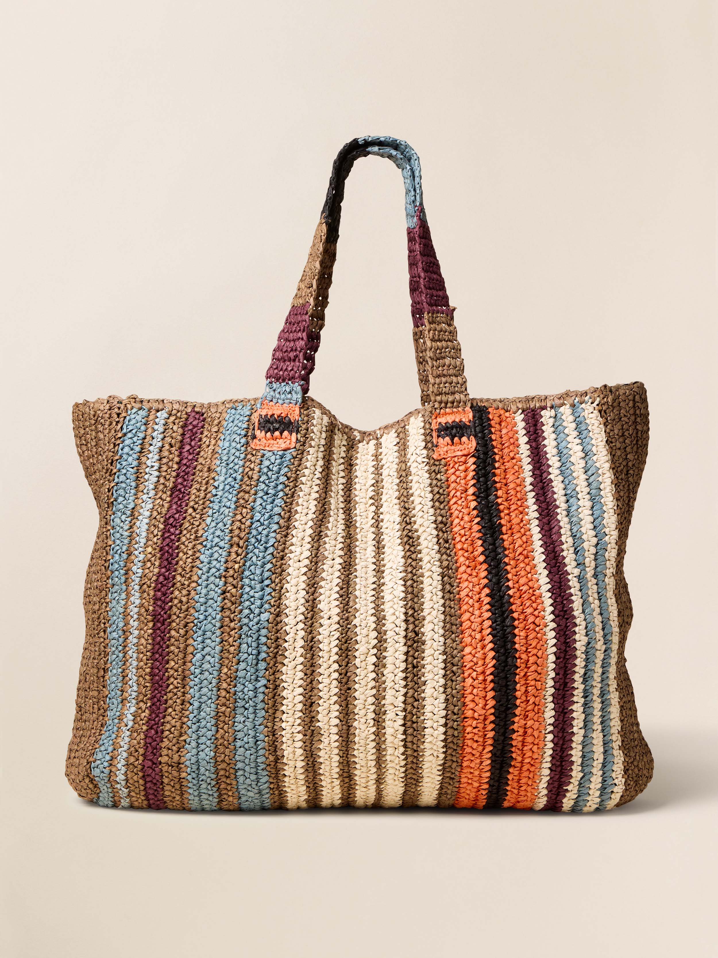 Straw Striped Beach Tote - Canyon Stripe | Faherty Brand