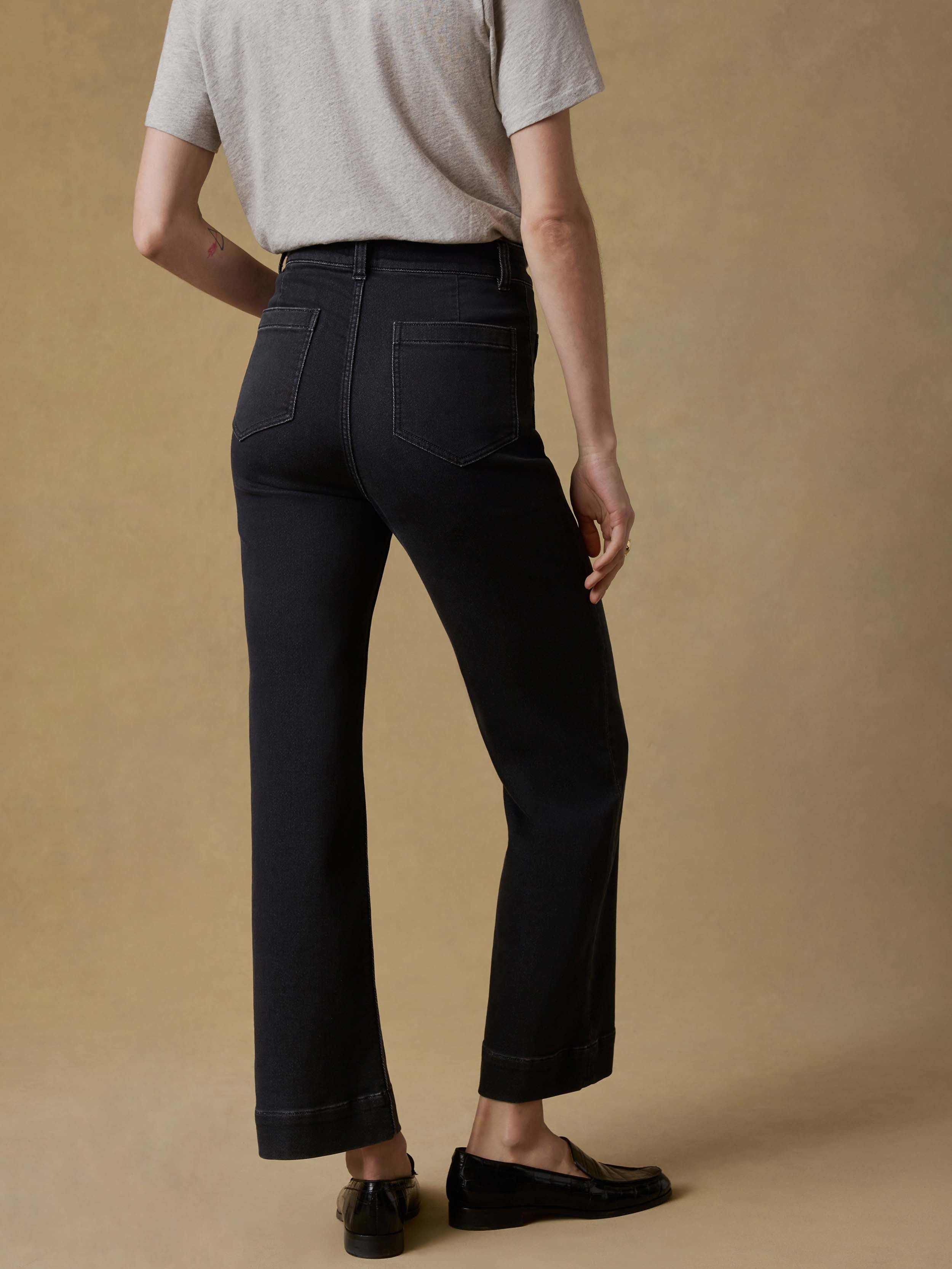 Stretch Terry Patch Pocket Ankle Pant - Onyx Black | Faherty Brand