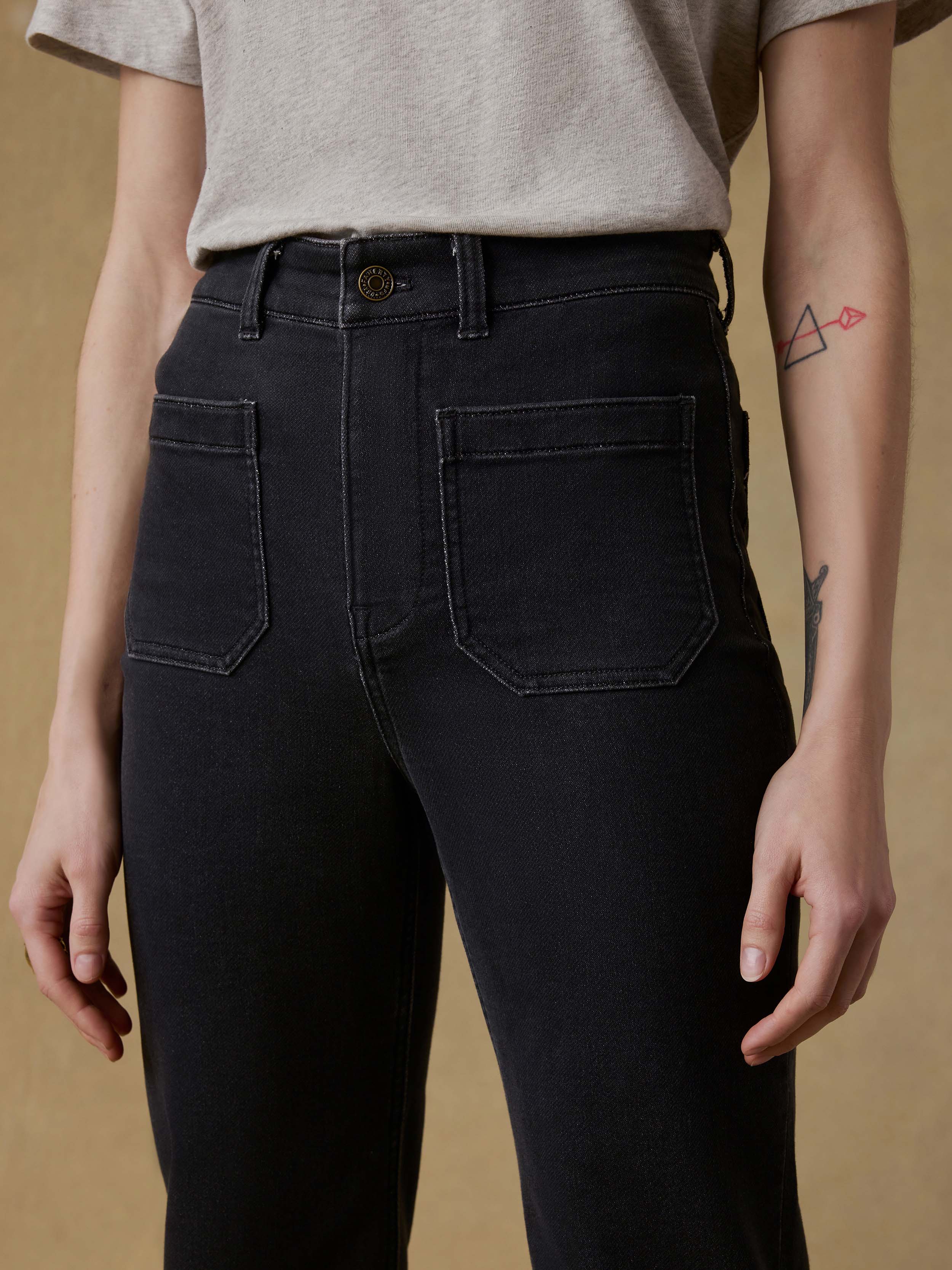 Stretch Terry Patch Pocket Ankle Pant - Onyx Black | Faherty Brand