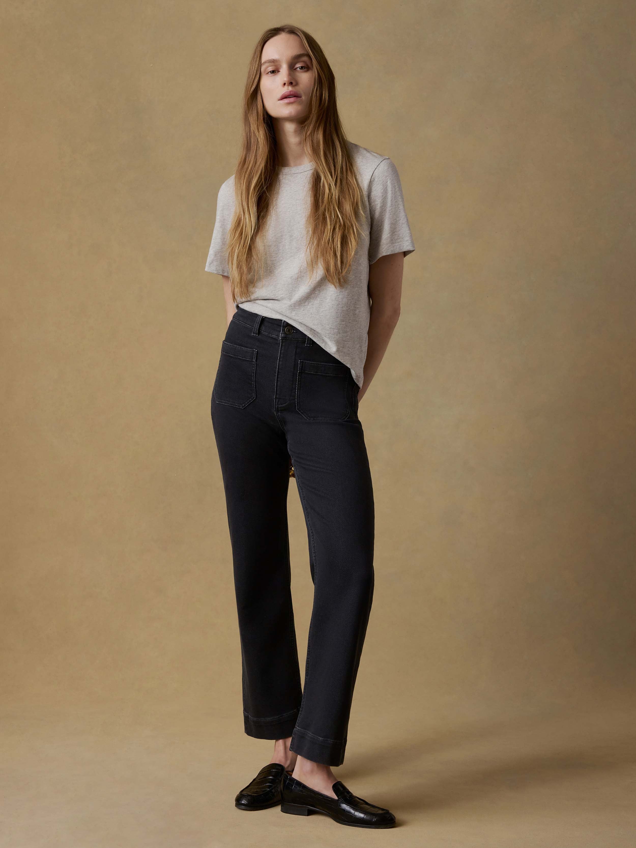 Stretch Terry Patch Pocket Ankle Pant - Onyx Black | Faherty Brand