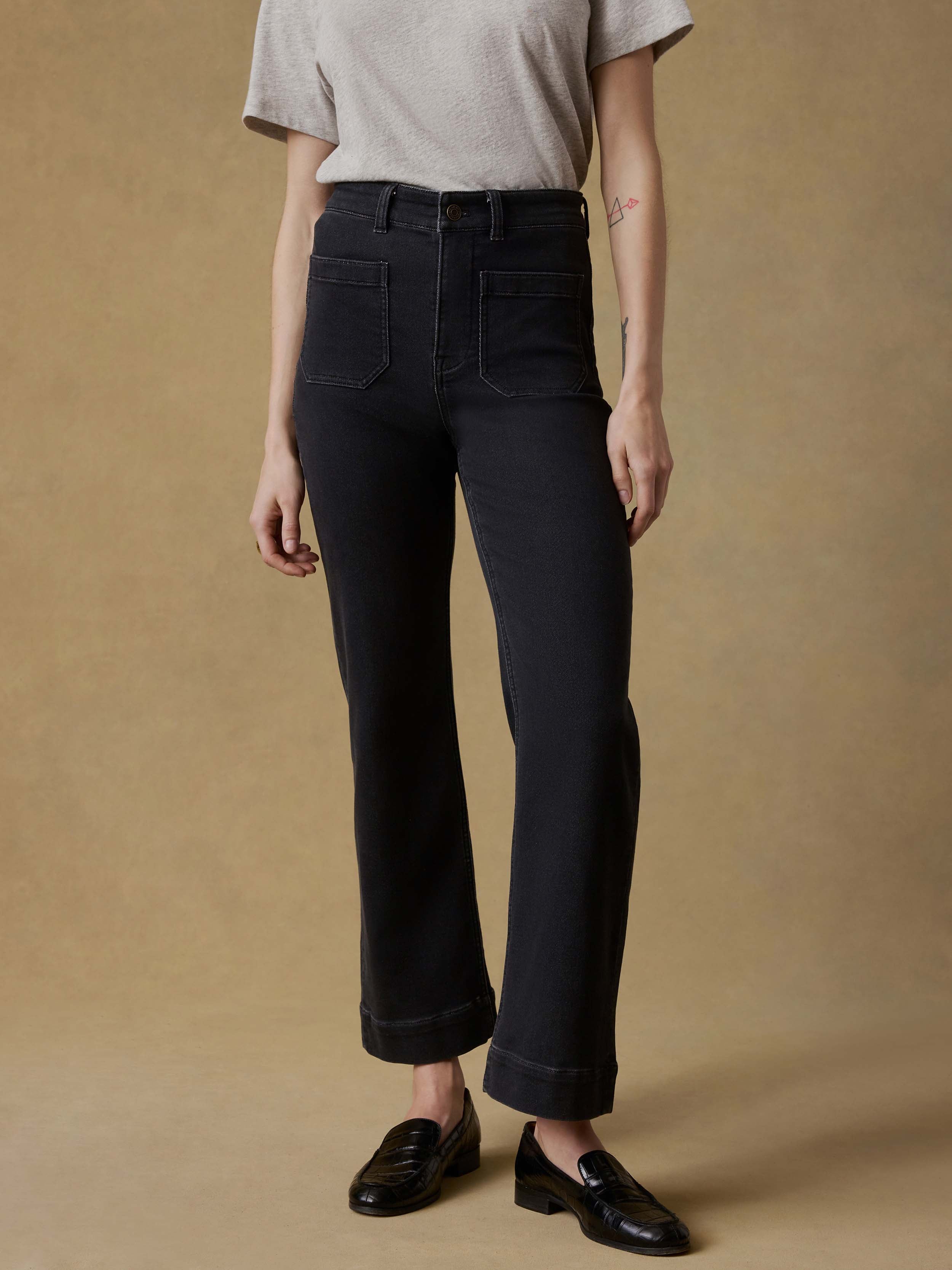 Stretch Terry Patch Pocket Ankle Pant - Onyx Black | Faherty Brand