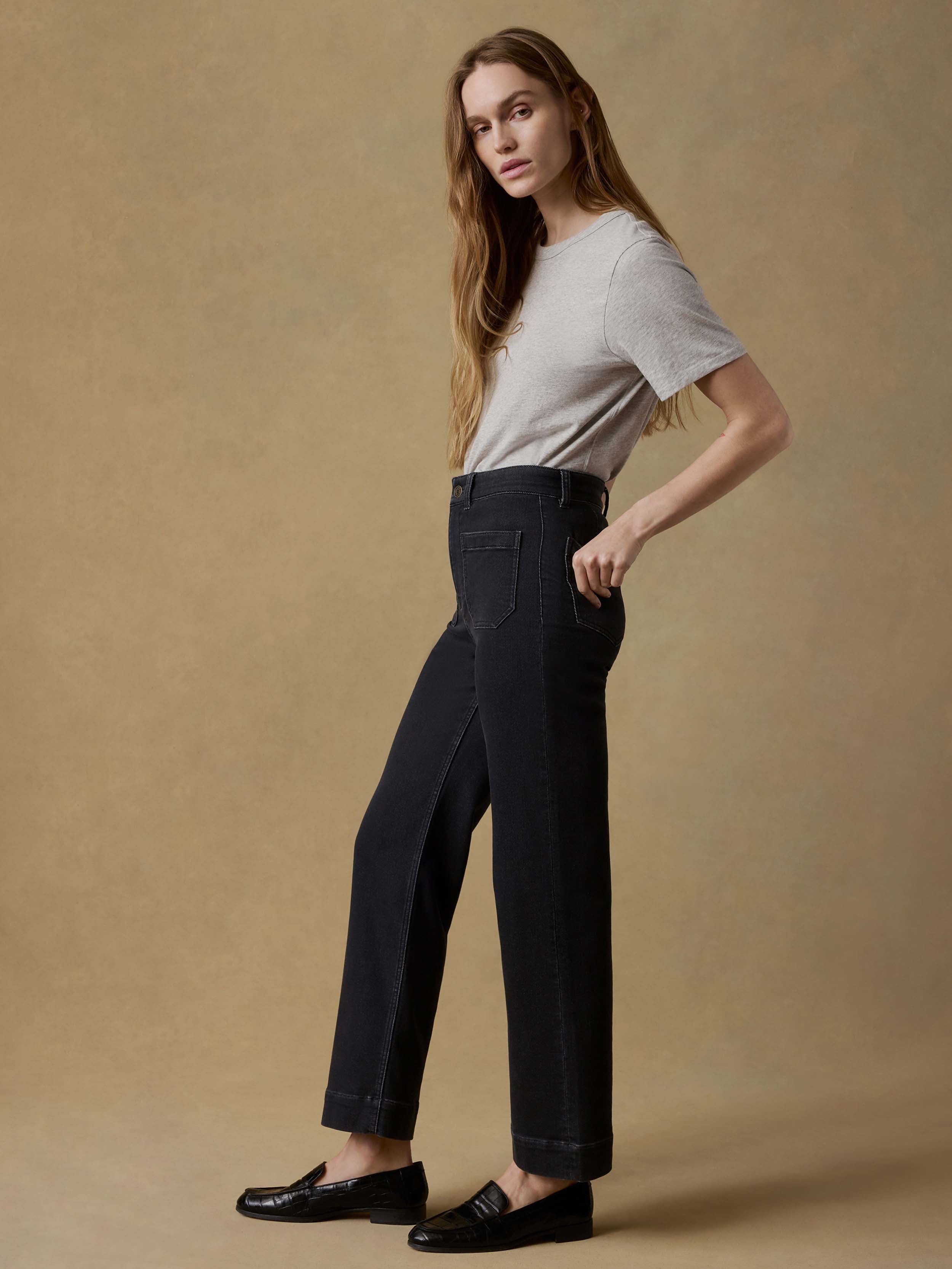Stretch Terry Patch Pocket Ankle Pant - Onyx Black | Faherty Brand