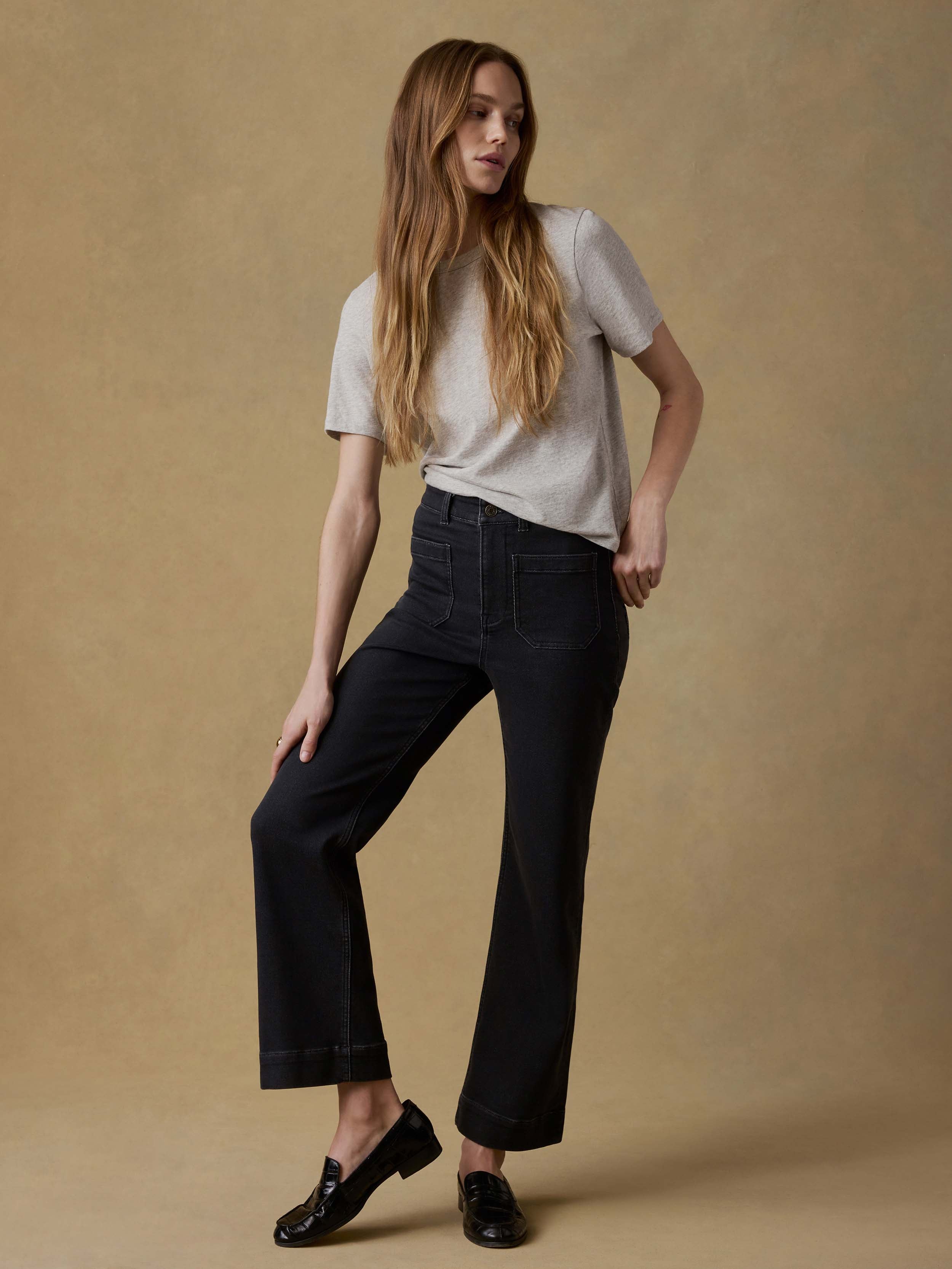 Stretch Terry Patch Pocket Ankle Pant - Onyx Black | Faherty Brand