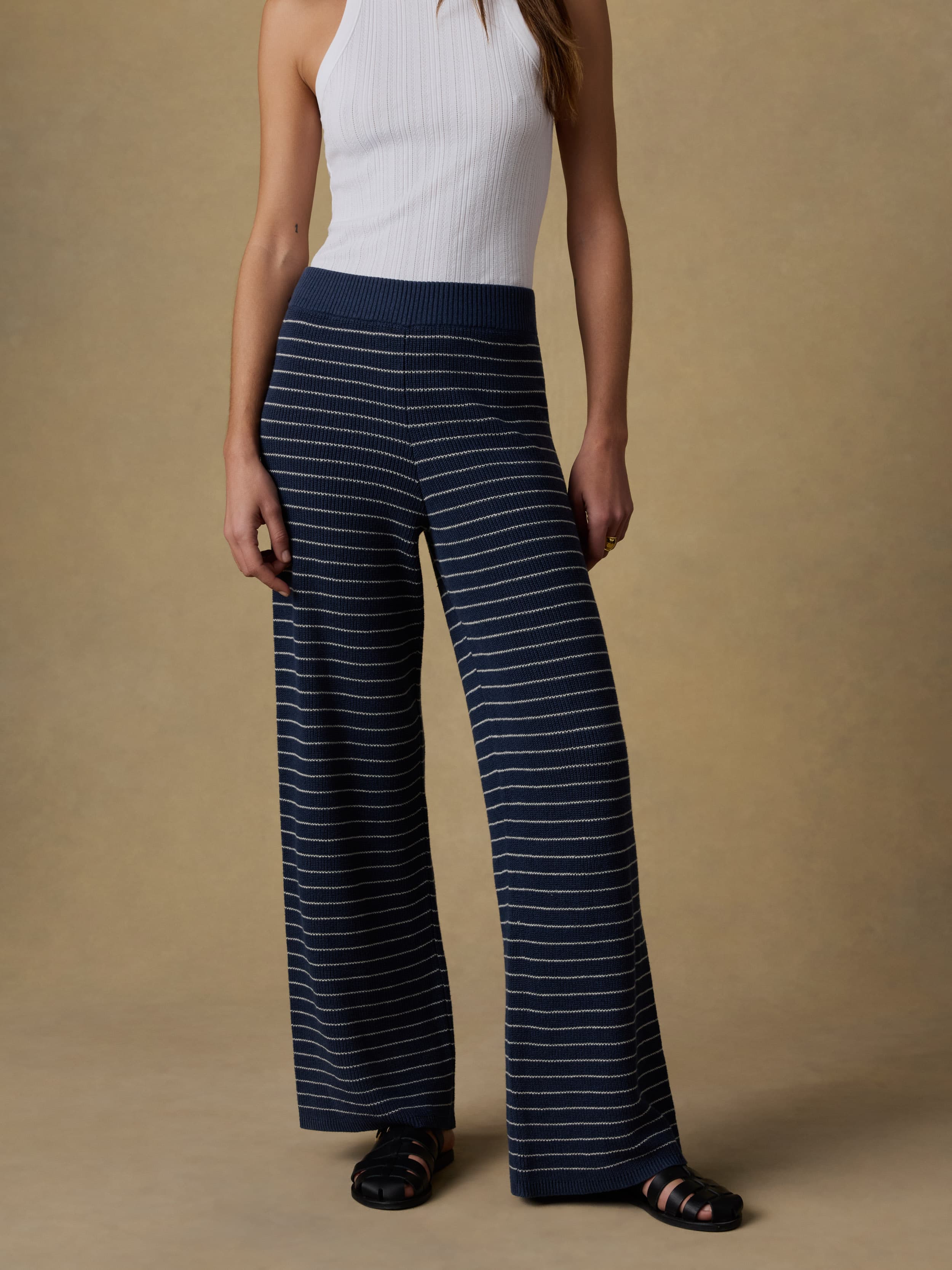 Miramar Linen Sweater Pant - Navy Stripe | Faherty Brand