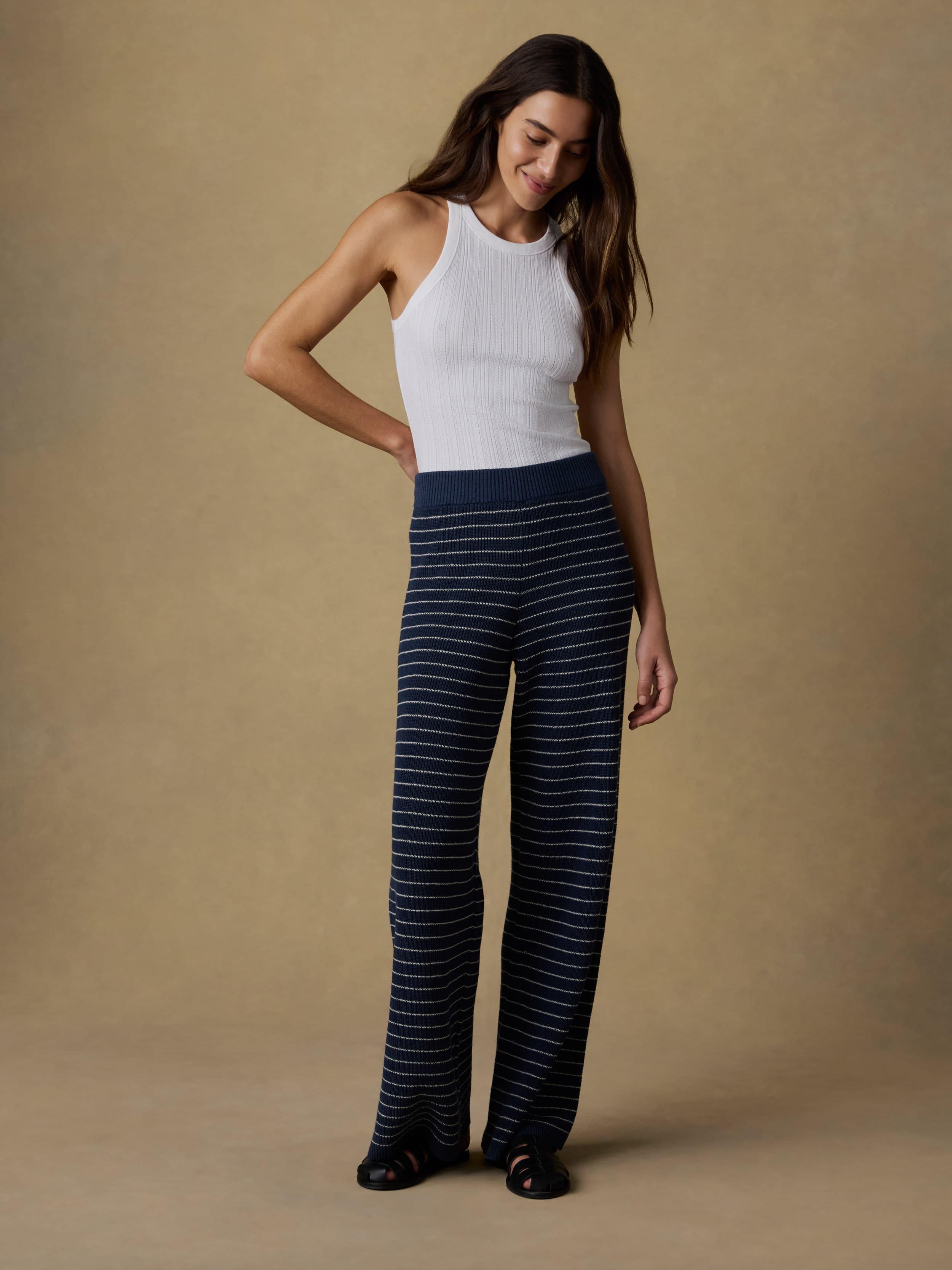 Miramar Linen Sweater Pant - Navy Stripe | Faherty Brand
