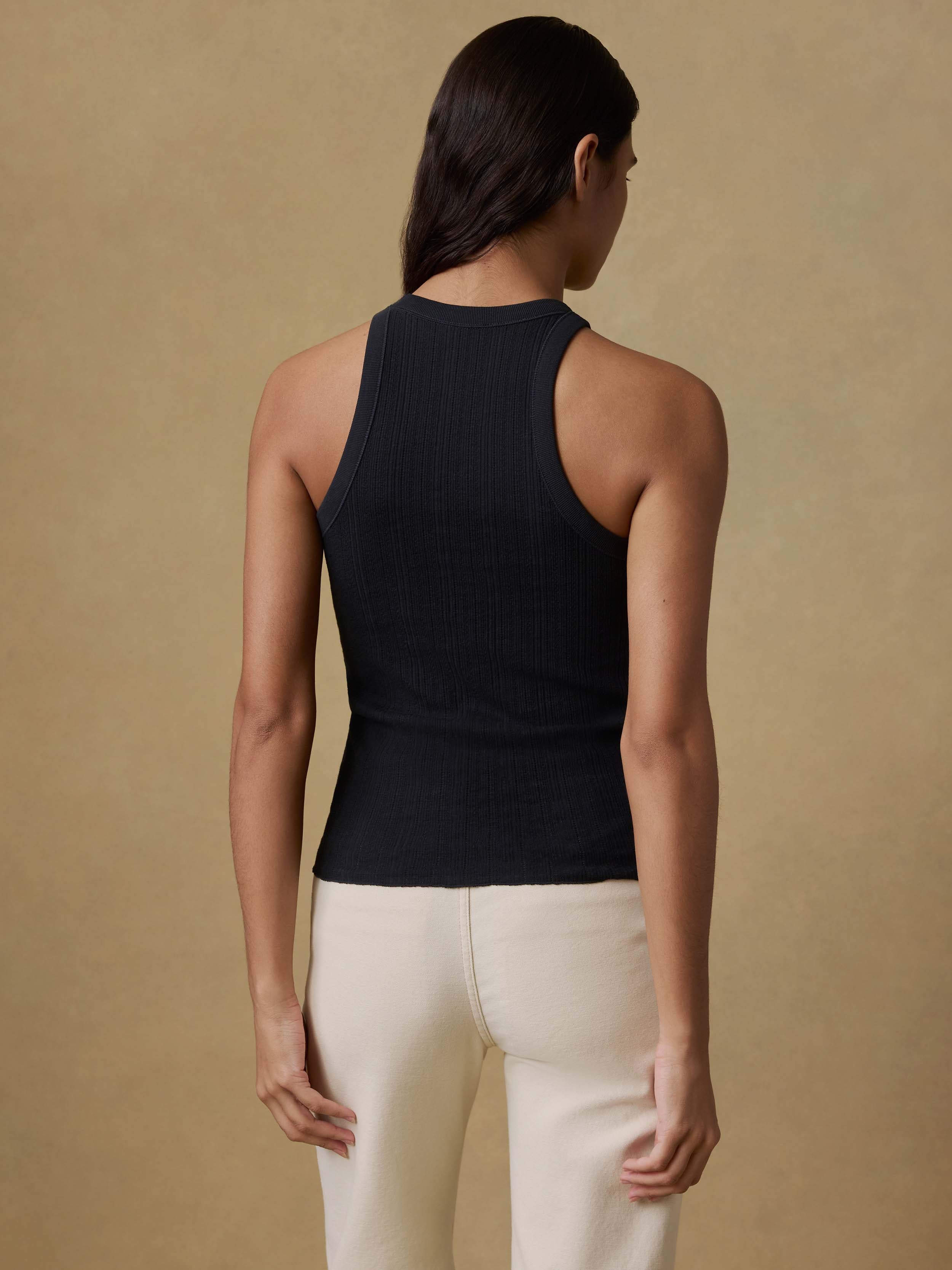 Paradise Pointelle Tank - Black | Faherty Brand
