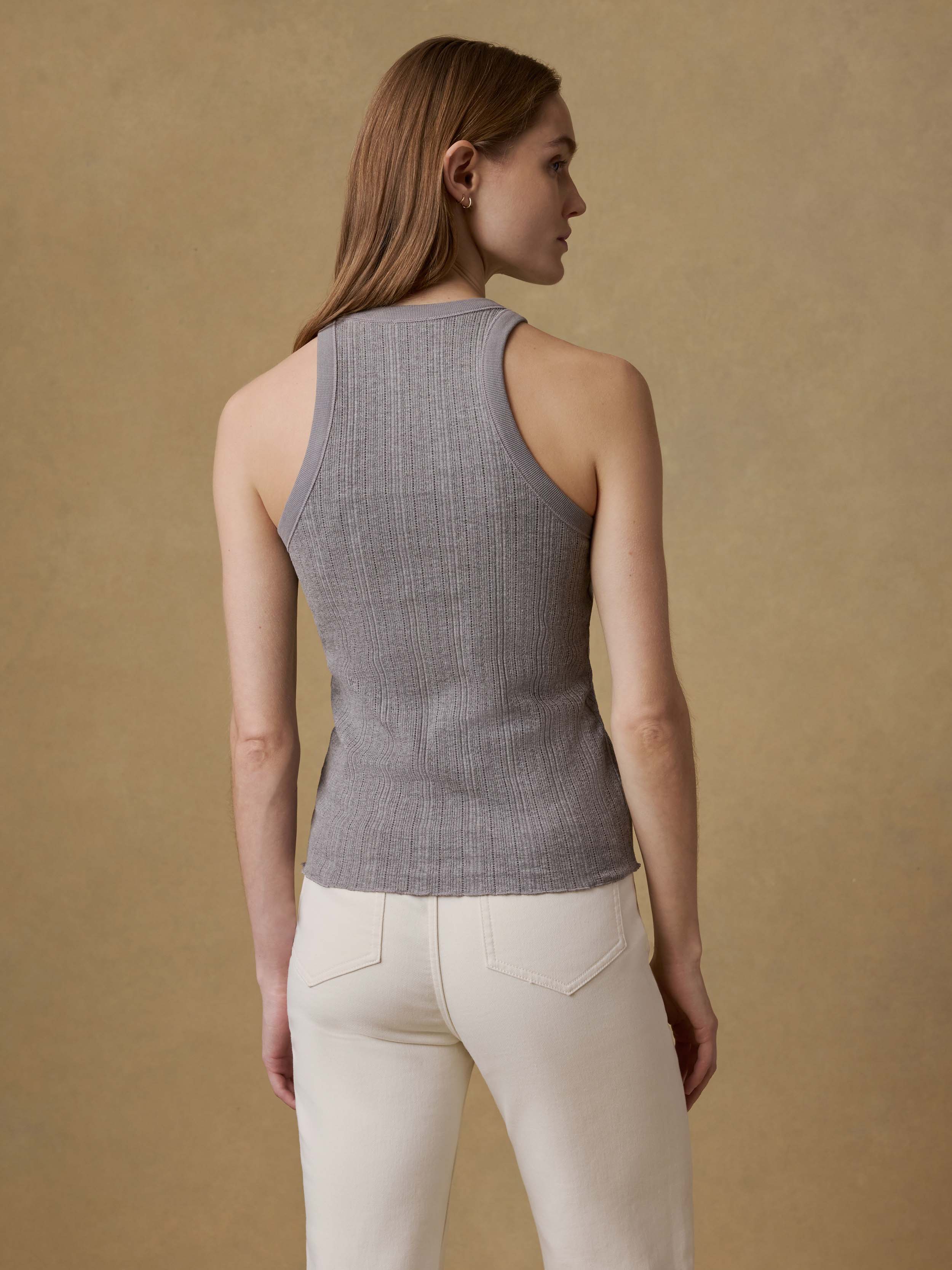 Paradise Pointelle Tank - Medium Grey Heather | Faherty Brand