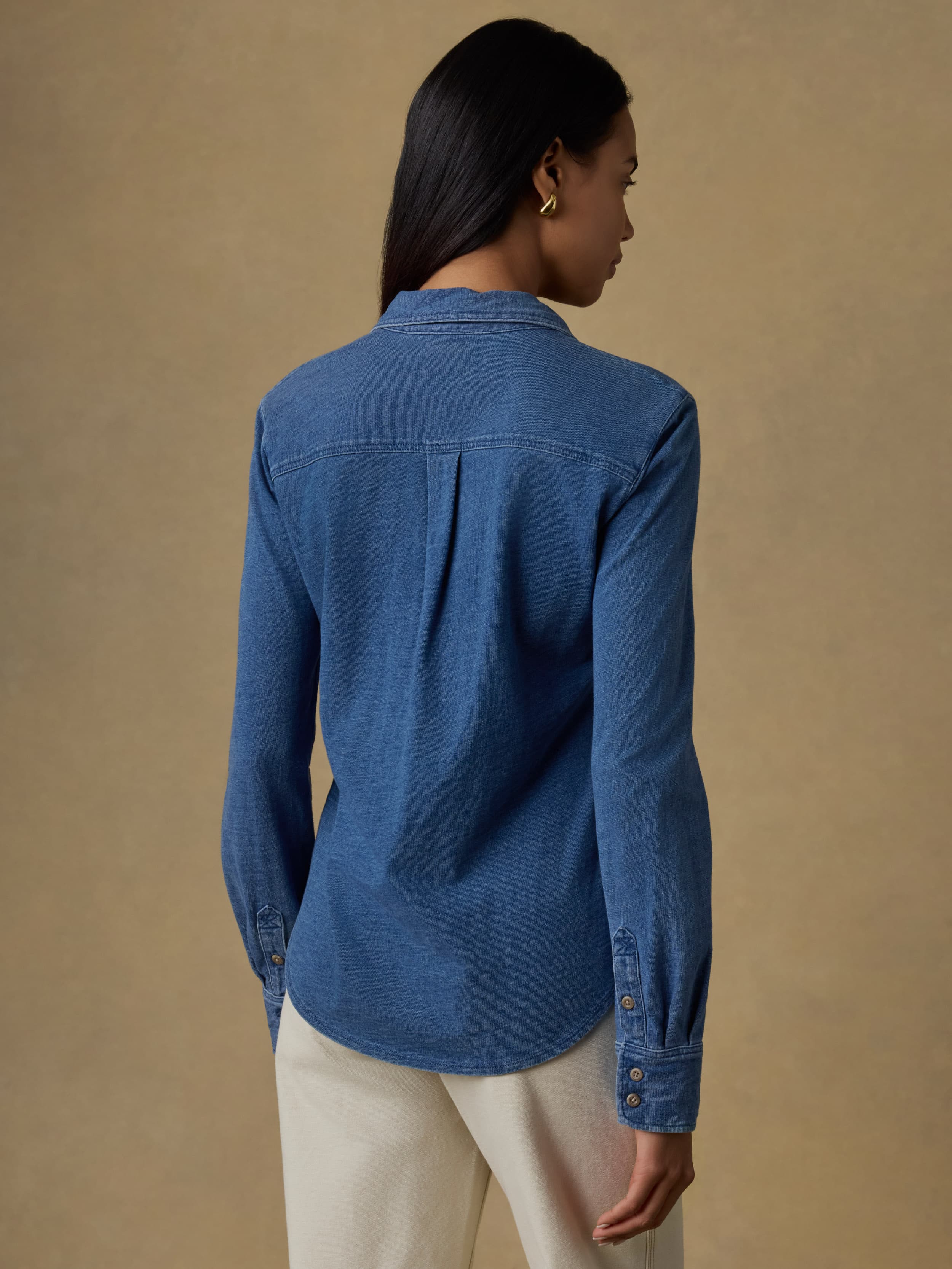 Sunwashed Knit Shirt - Medium Indigo Wash | Faherty Brand