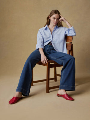 Coastal Poplin Relaxed Shirt - Blue Current