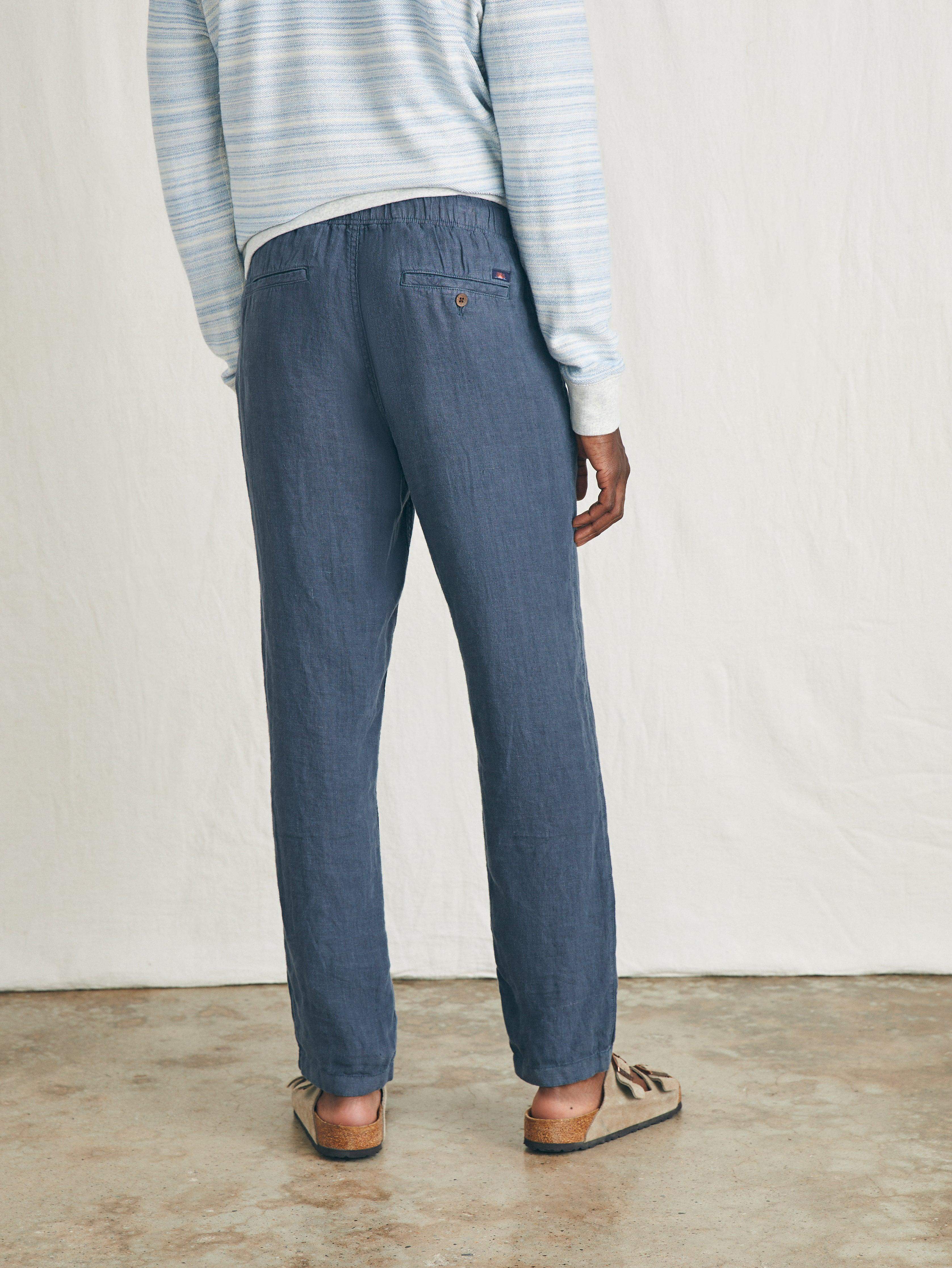 Linen Drawstring Pant - Look Out Navy | Faherty Brand