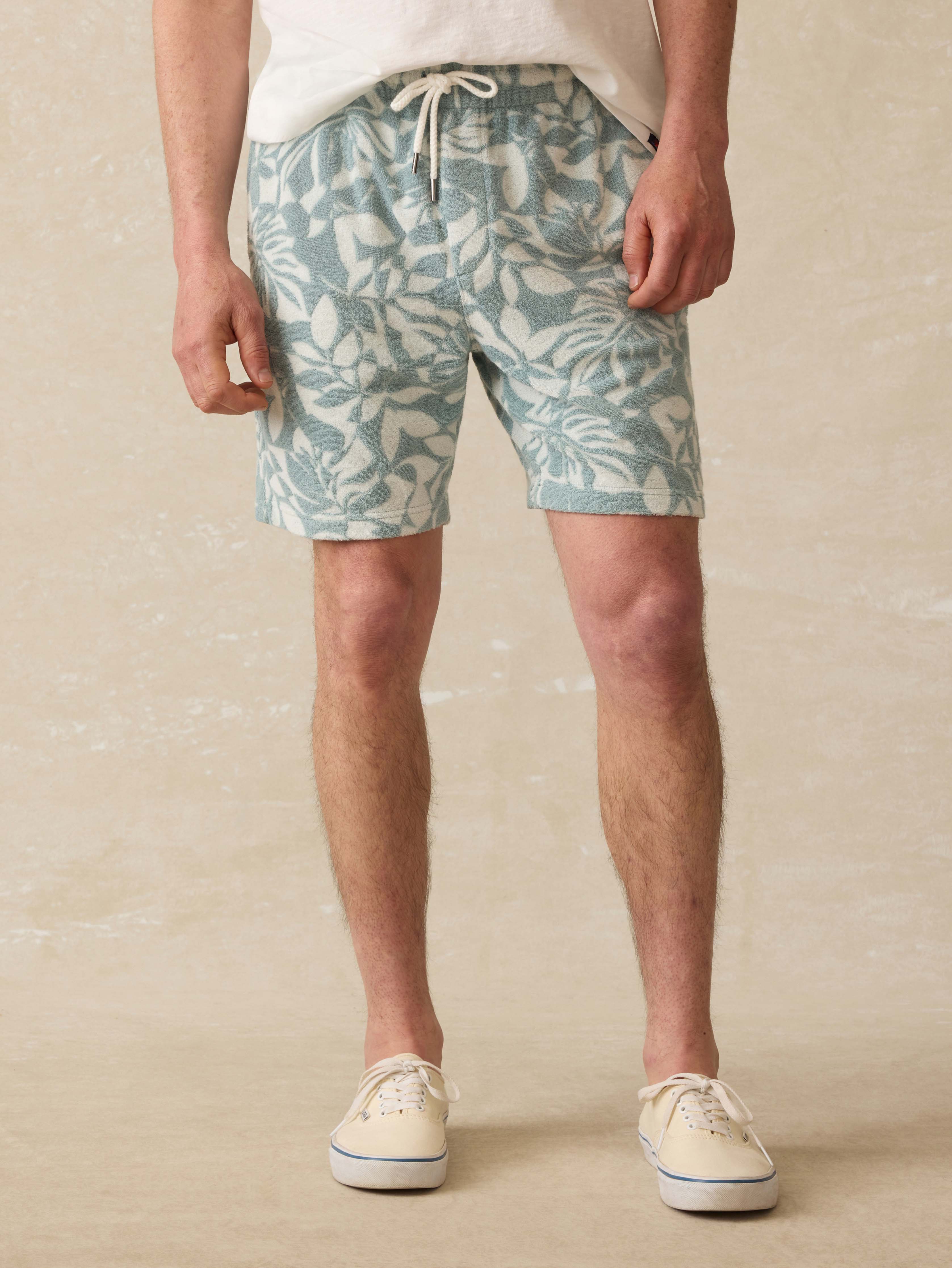 Cabana Towel Terry Sweatshort - Poolside Foliage Teal | Faherty Brand