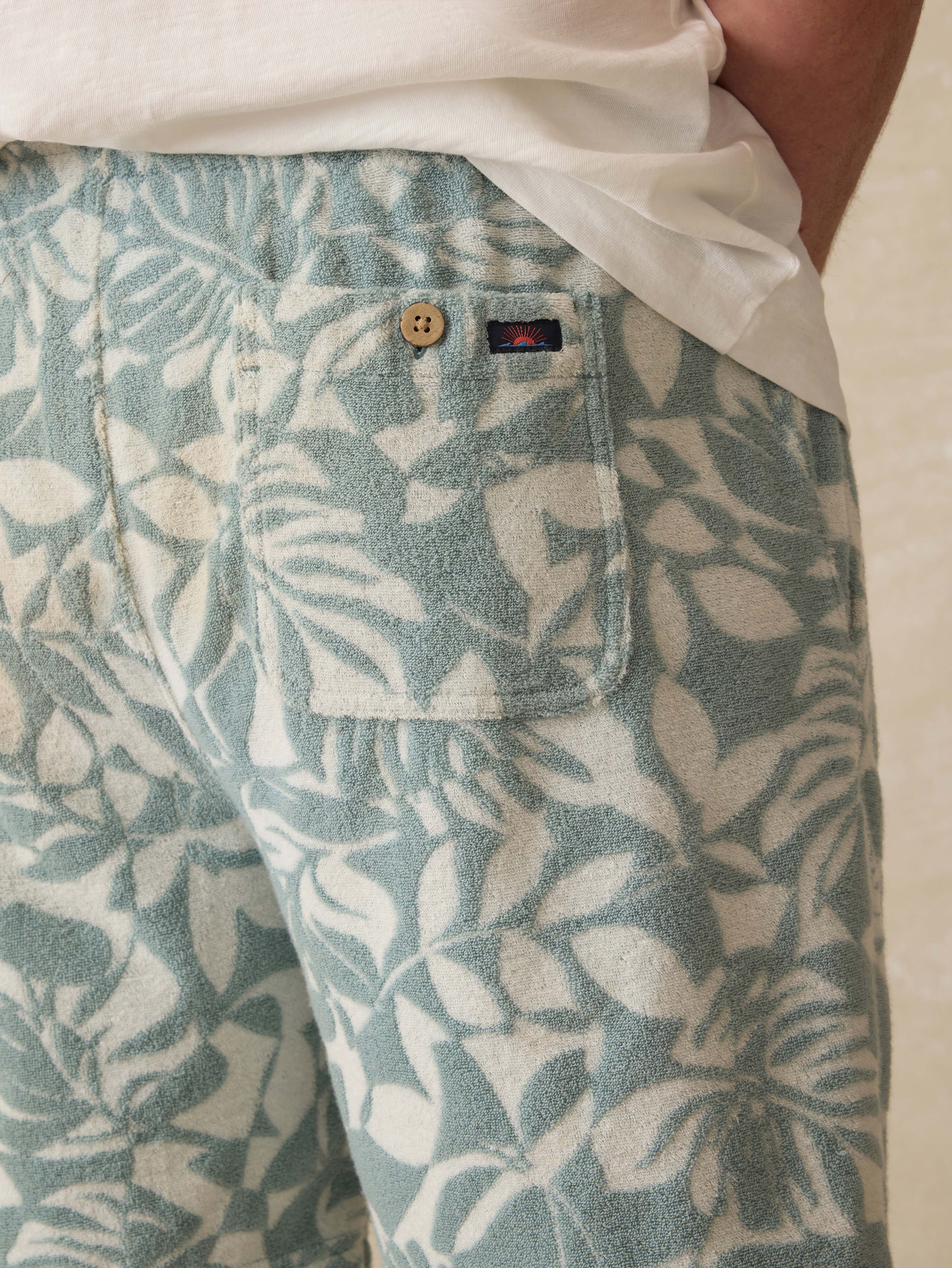 Cabana Towel Terry Sweatshort - Poolside Foliage Teal | Faherty Brand