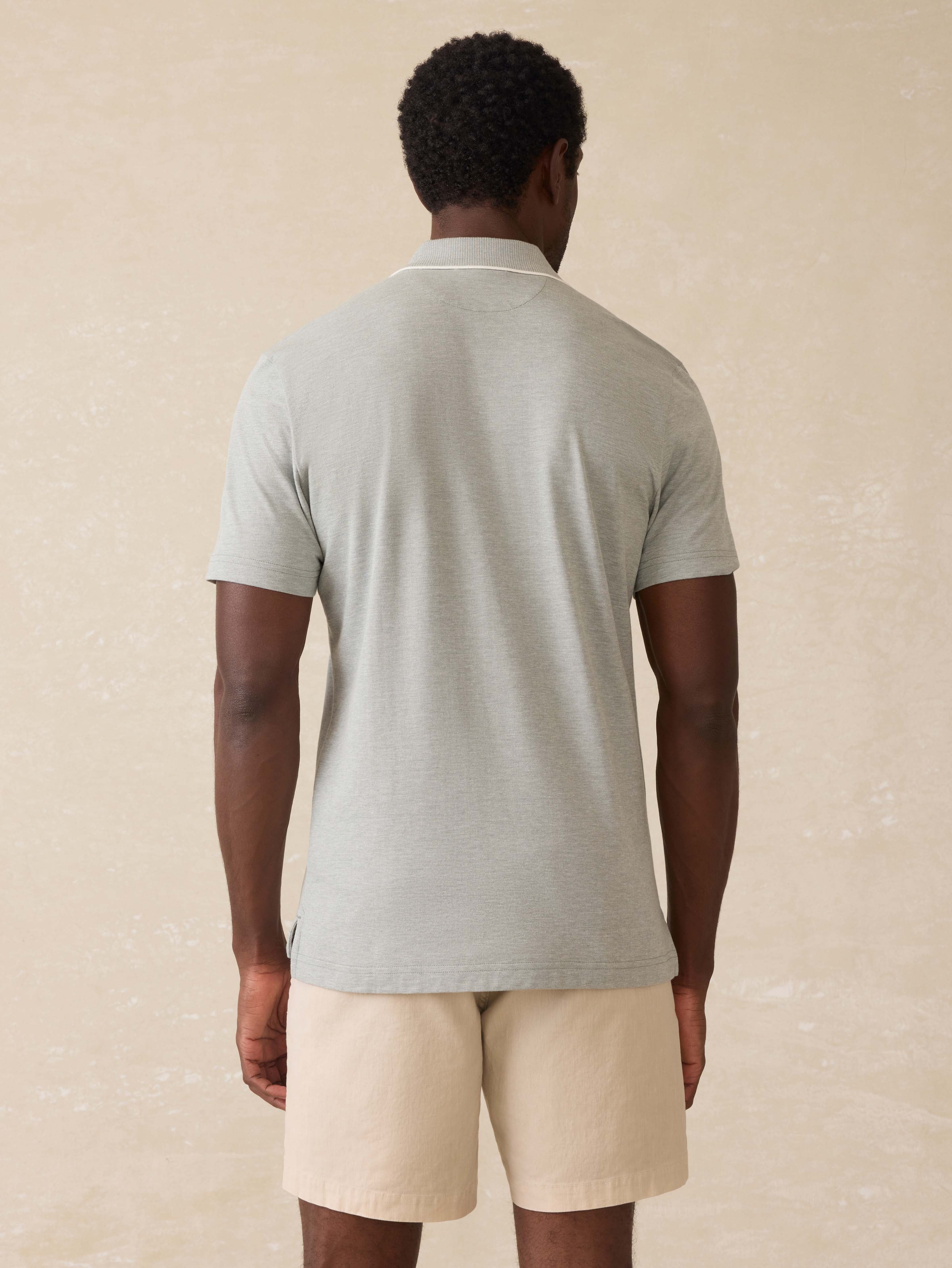 Short-Sleeve Movement™ Pique Polo - Moss Stone Melange | Faherty Brand