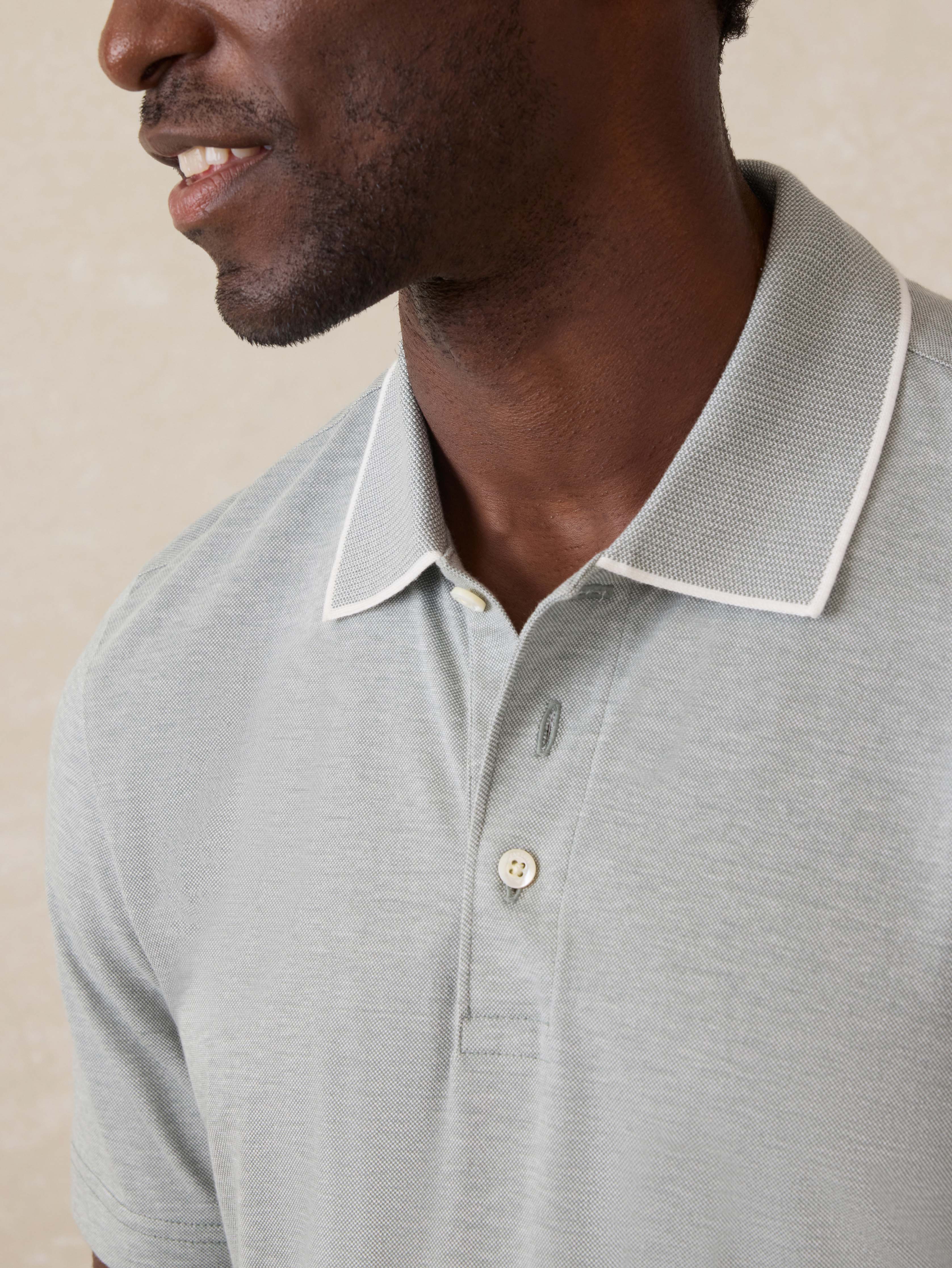 Short-Sleeve Movement™ Pique Polo - Moss Stone Melange | Faherty Brand