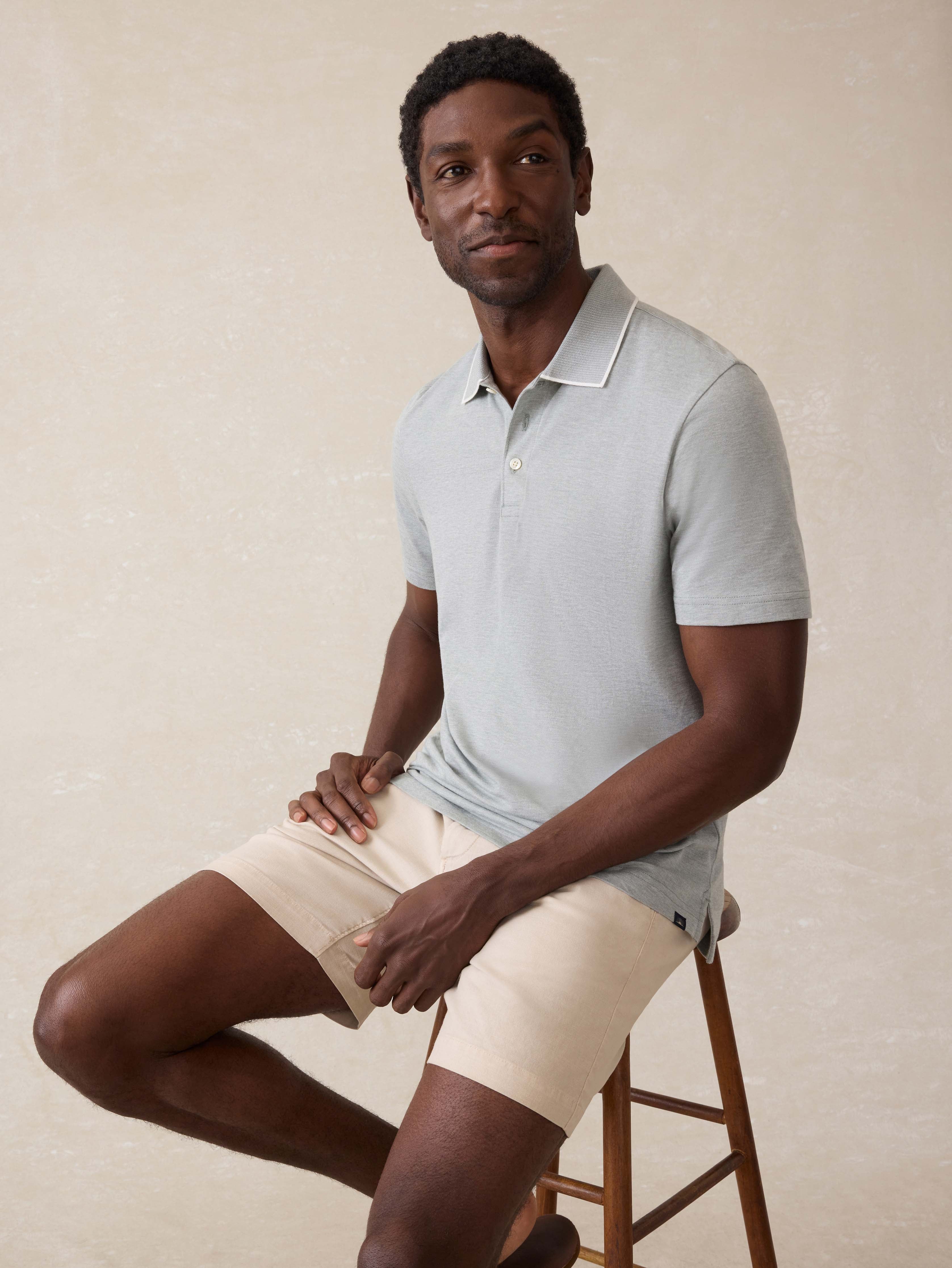 Short-Sleeve Movement™ Pique Polo - Moss Stone Melange | Faherty Brand