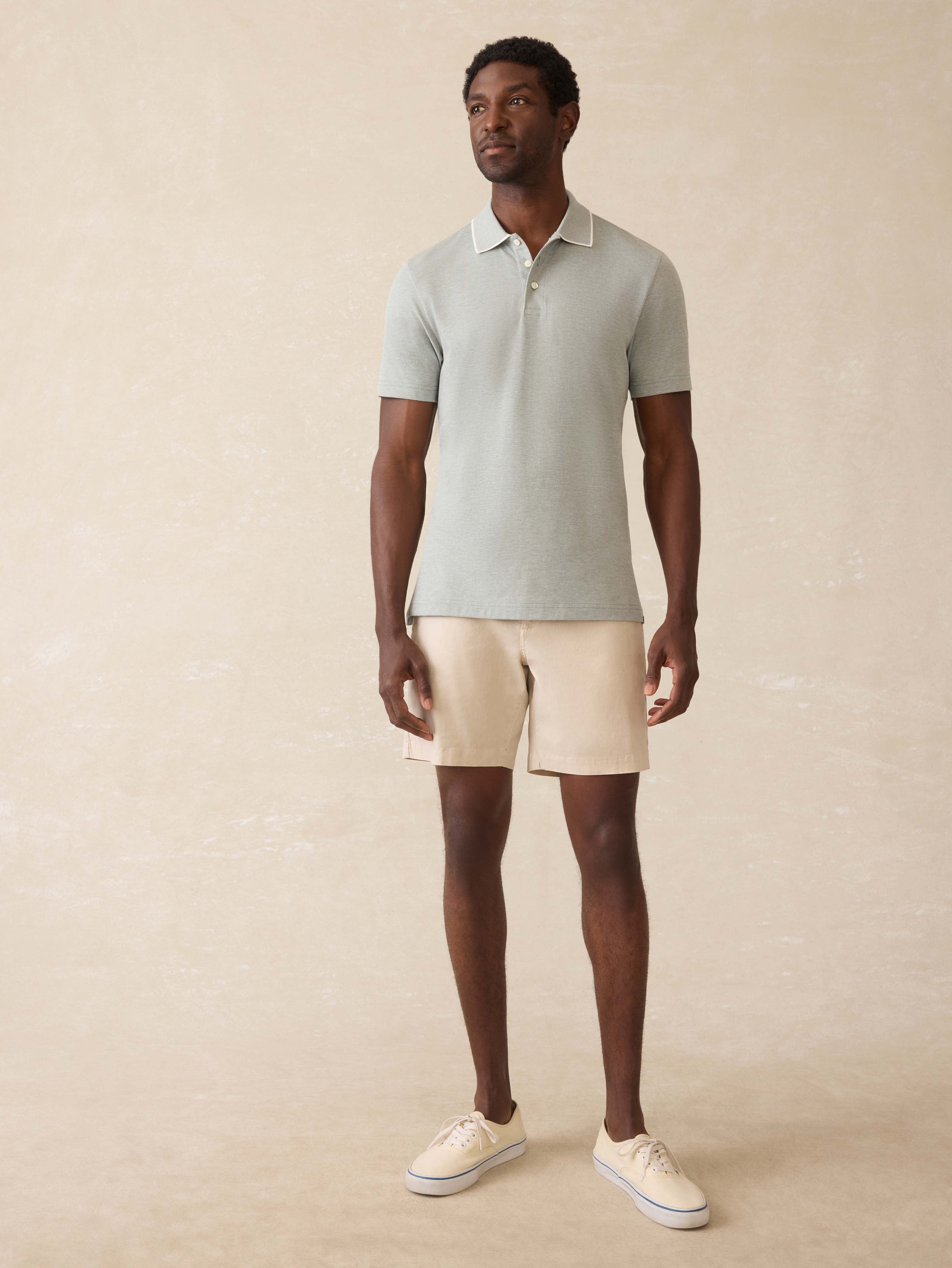 Short-Sleeve Movement™ Pique Polo - Moss Stone Melange | Faherty Brand