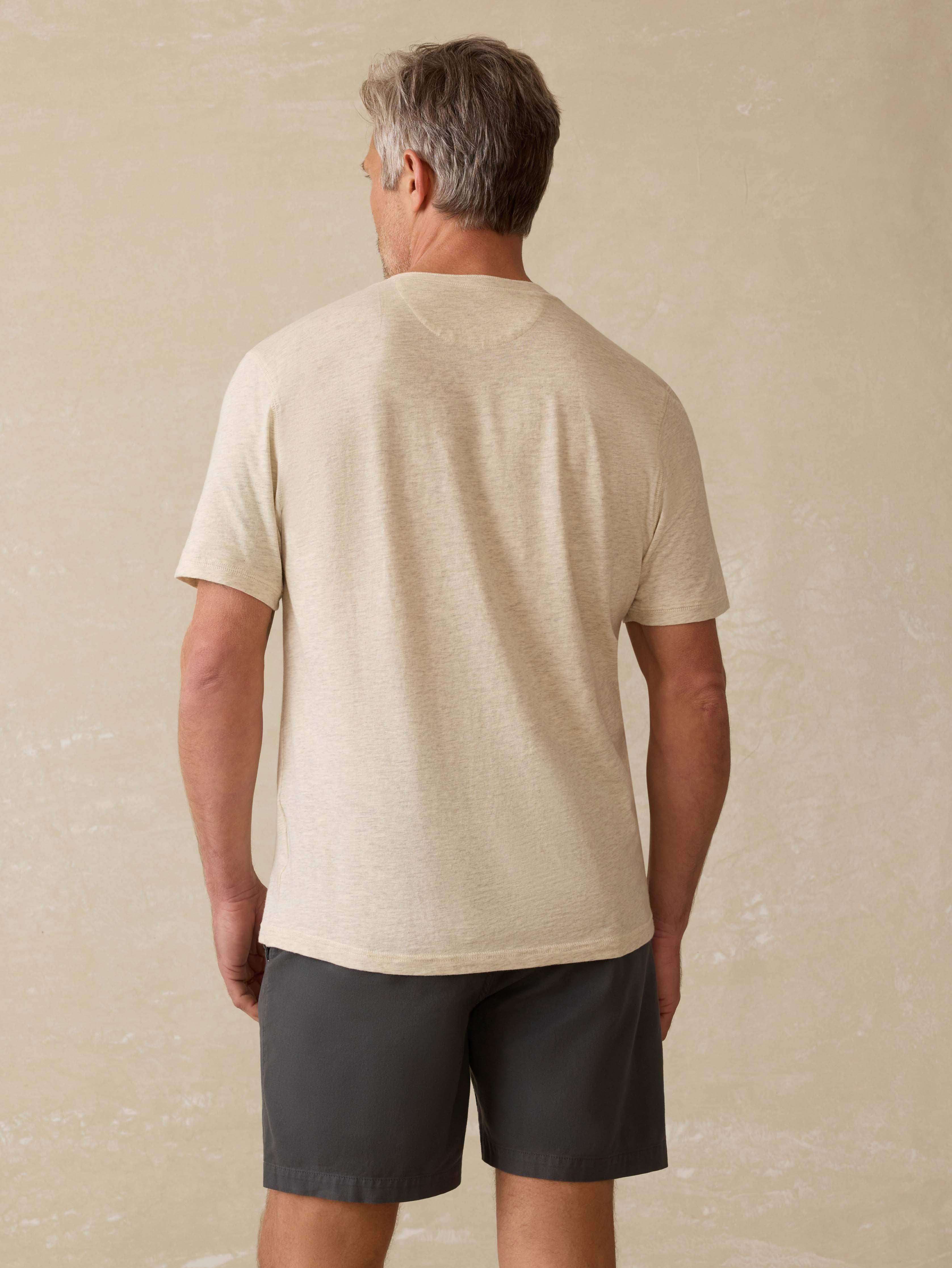 Short-Sleeve Sunwashed Henley - Island Dune Heather | Faherty Brand