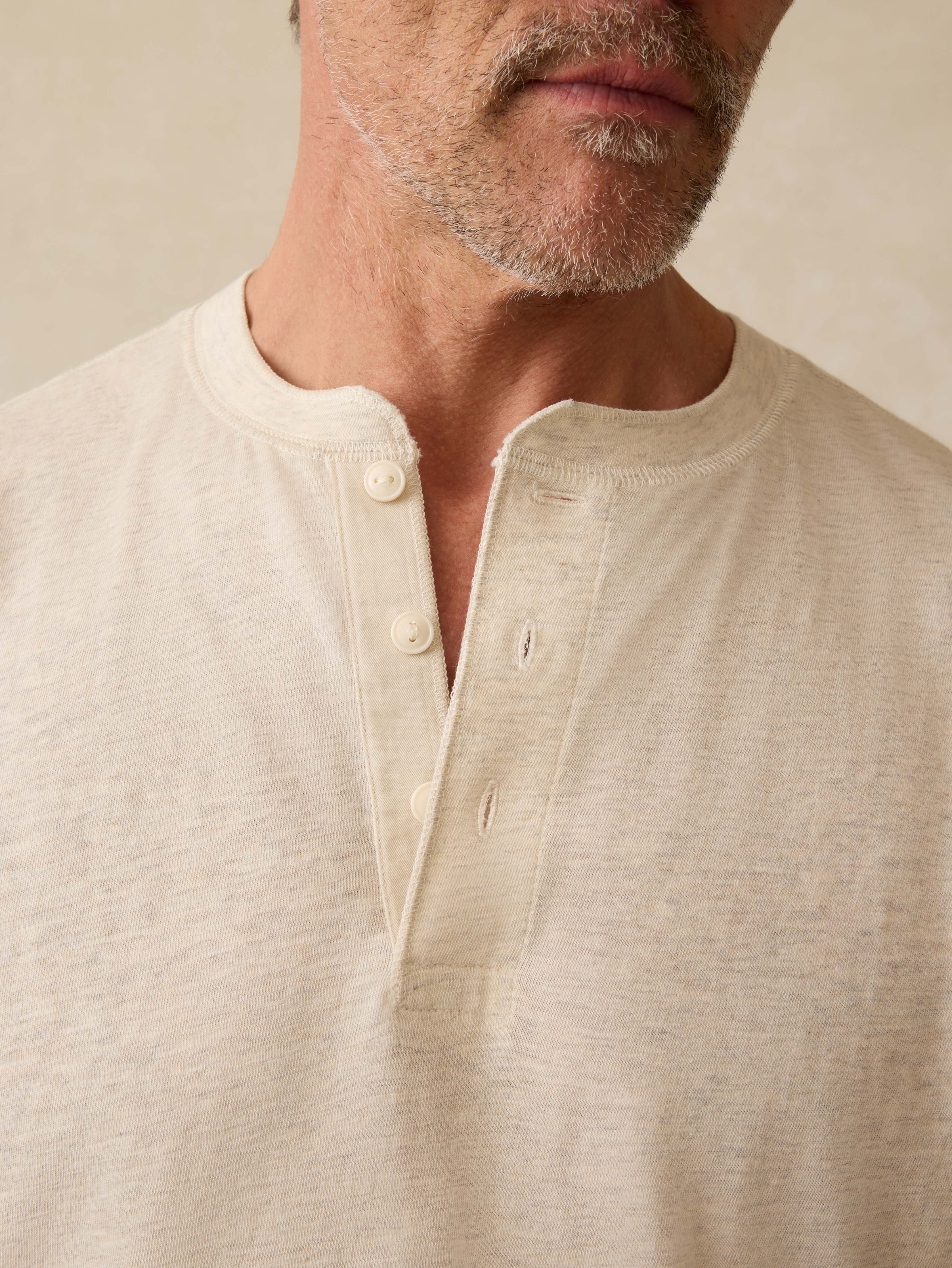 Short-Sleeve Sunwashed Henley - Island Dune Heather | Faherty Brand