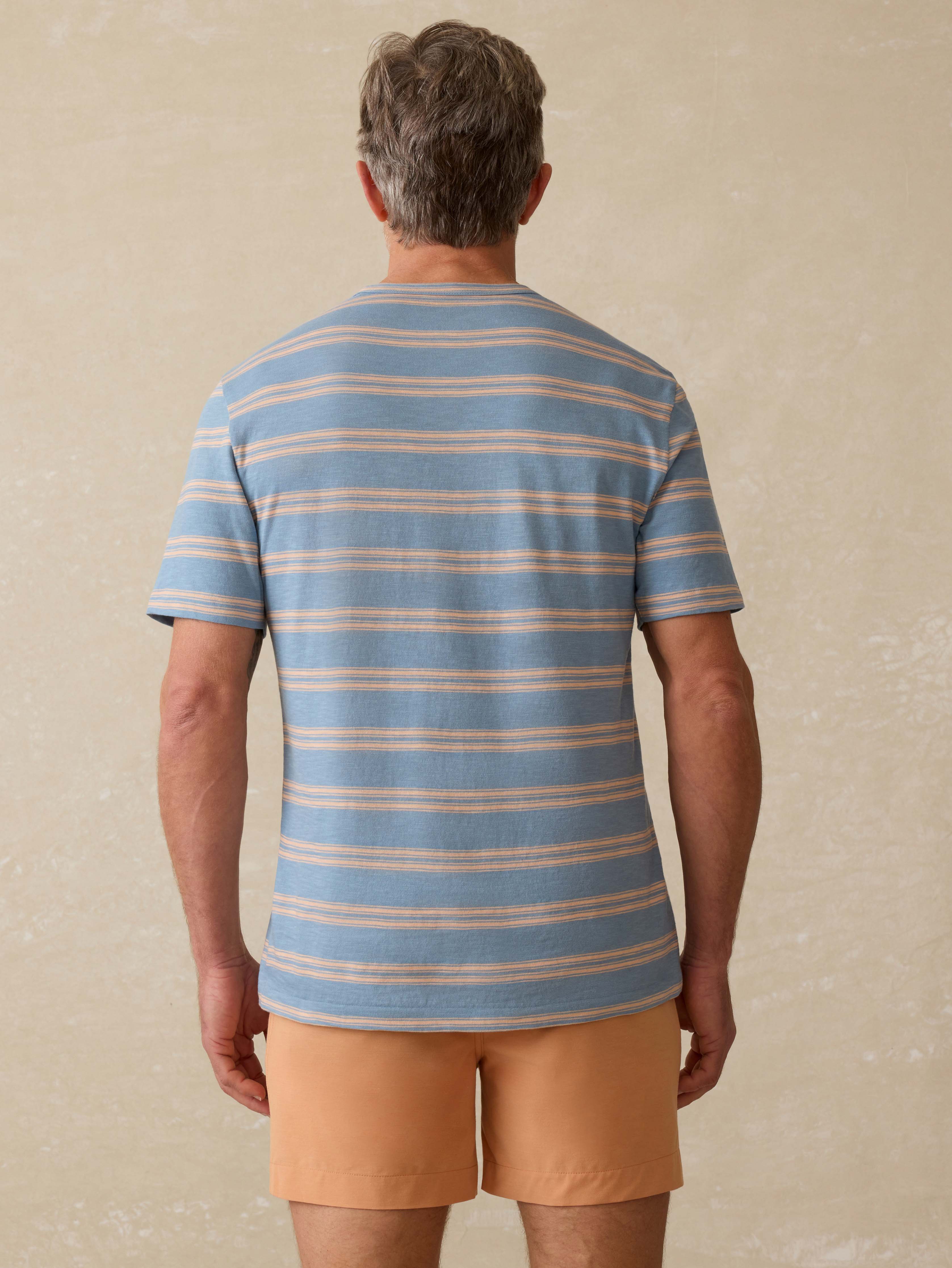 Sunwashed Regenerative Tee - Coast Coral Stripe | Faherty Brand