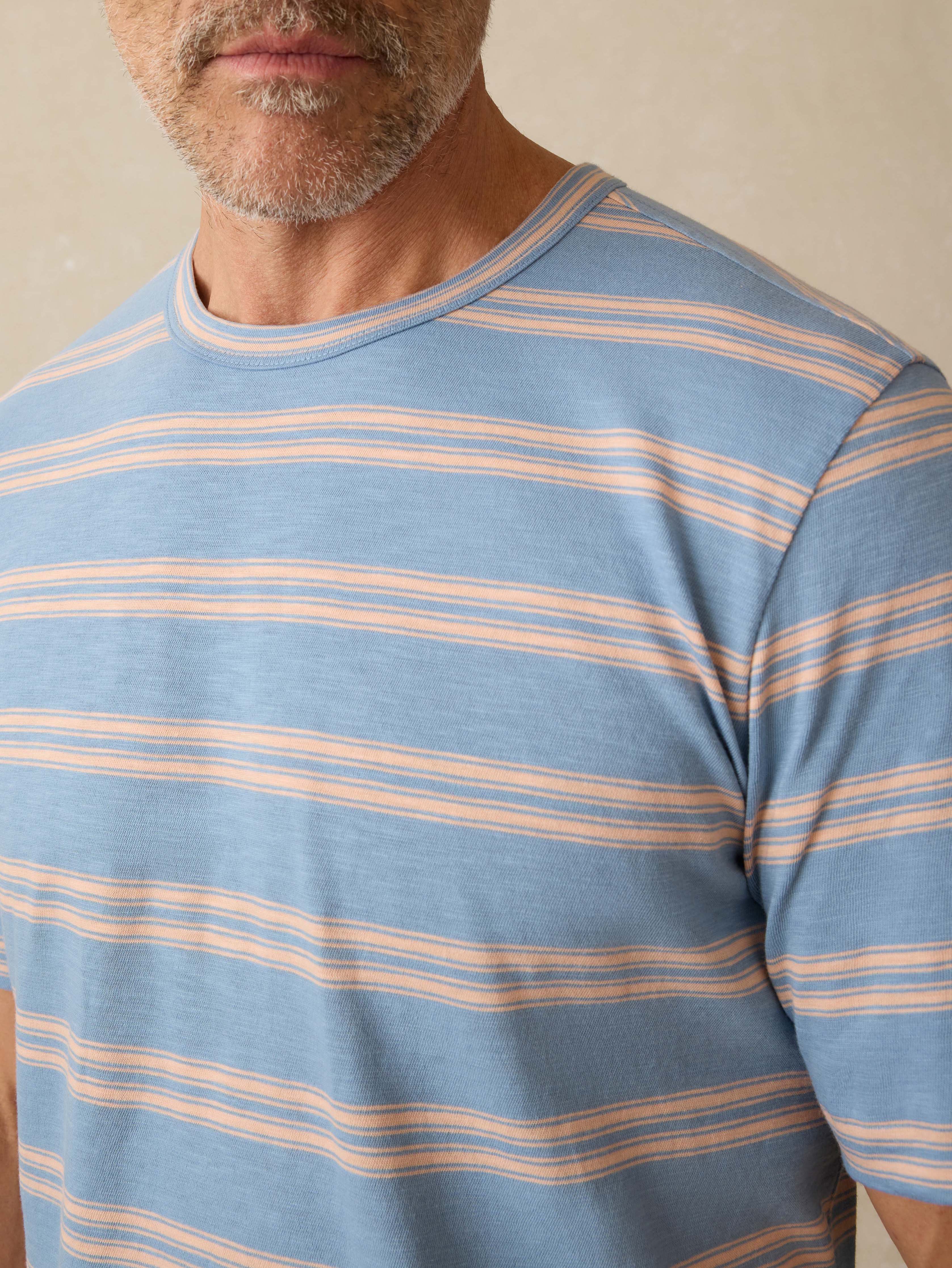 Sunwashed Regenerative Tee - Coast Coral Stripe | Faherty Brand