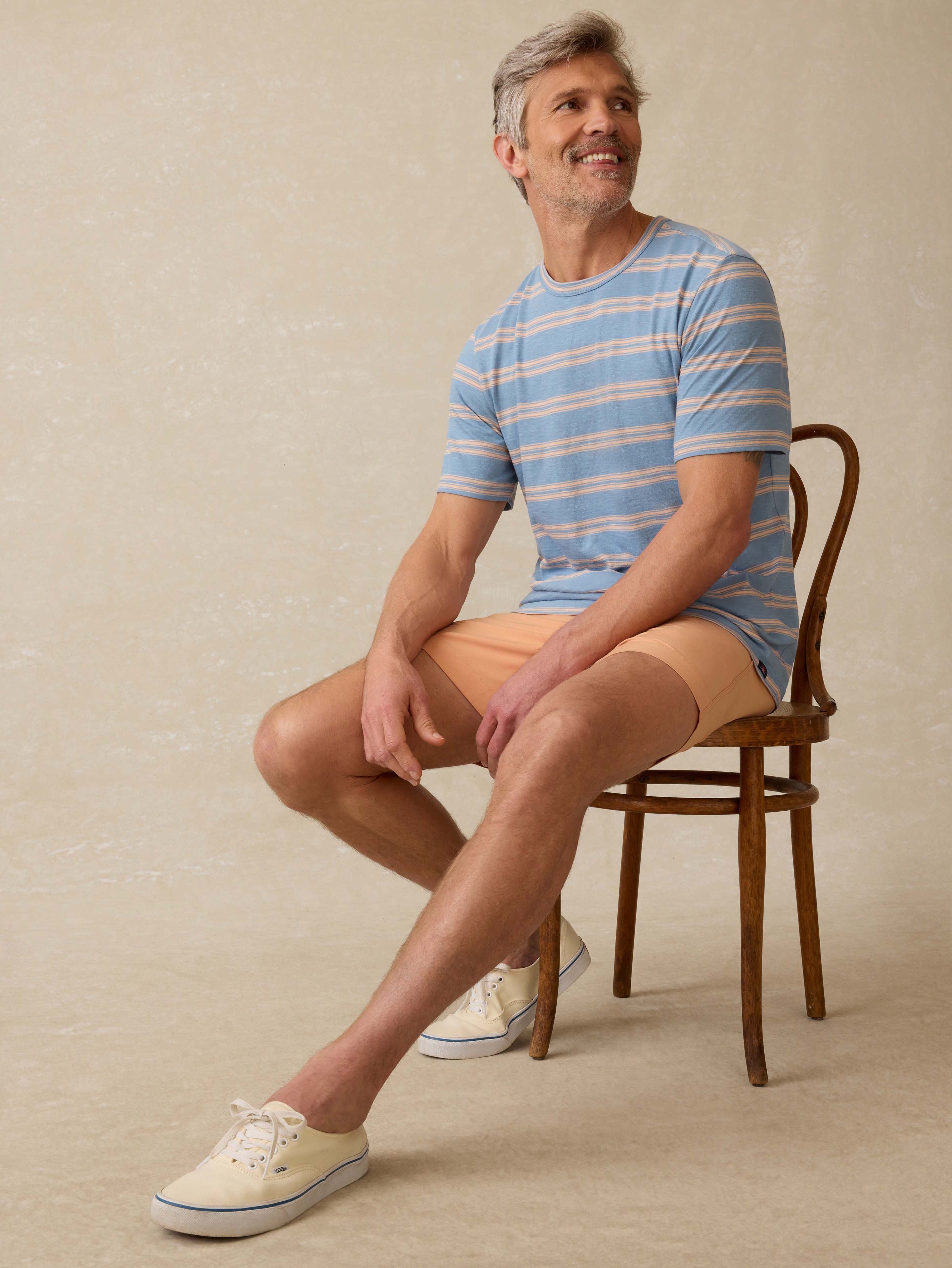 Sunwashed Regenerative Tee - Coast Coral Stripe | Faherty Brand