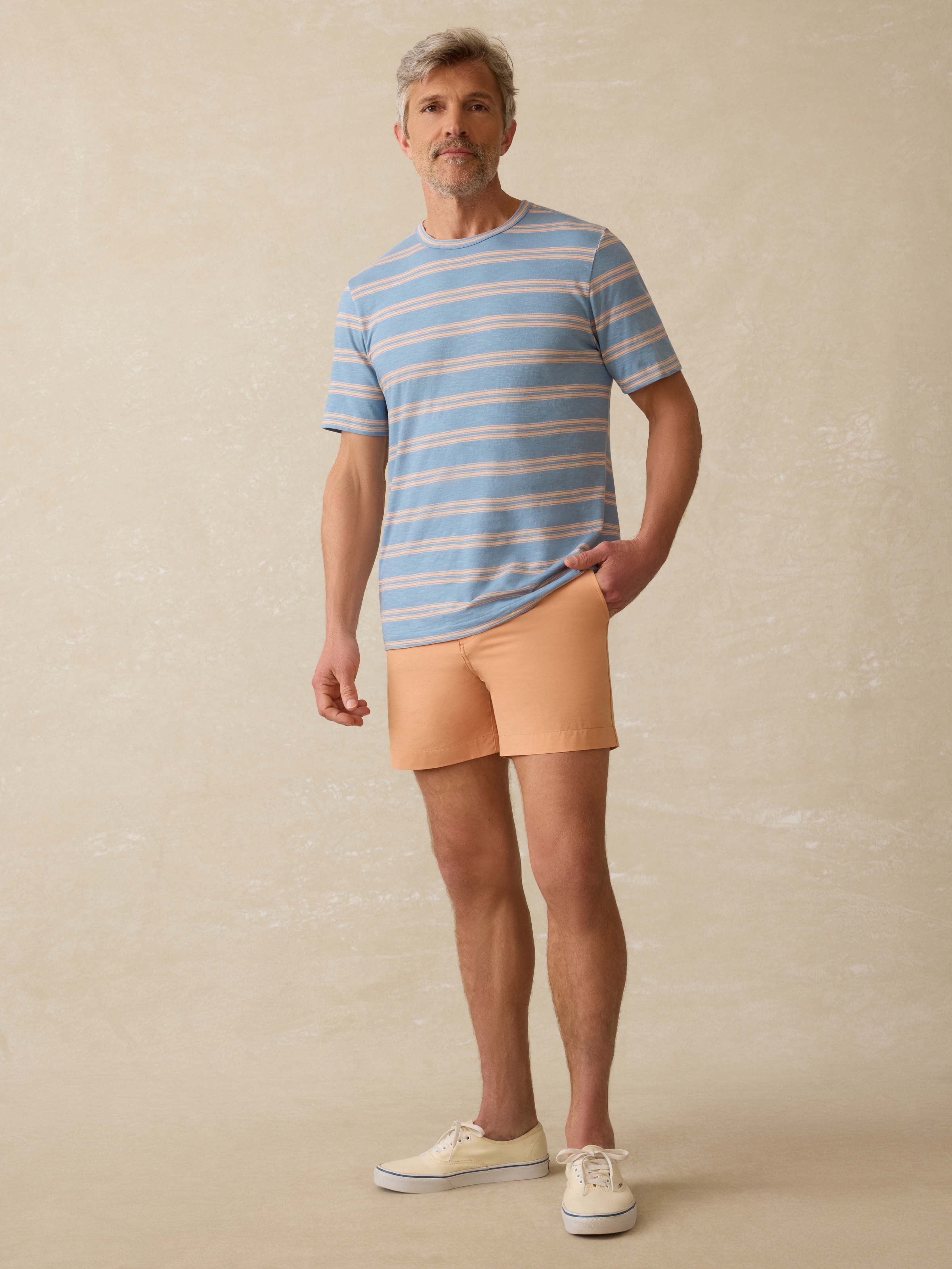 Sunwashed Regenerative Tee - Coast Coral Stripe | Faherty Brand