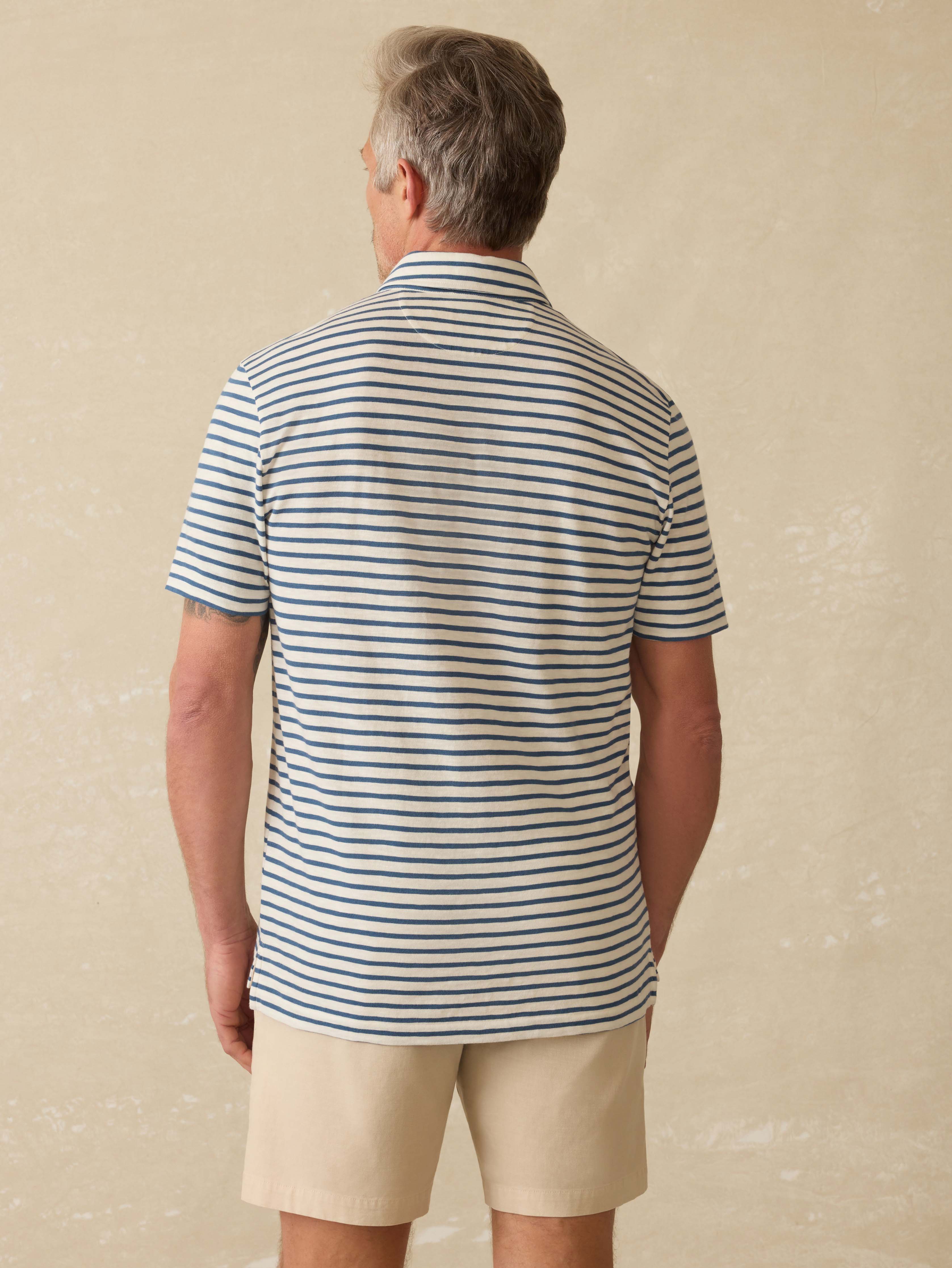 Sunwashed T-Shirt Polo - Ivory Breton Stripe | Faherty Brand