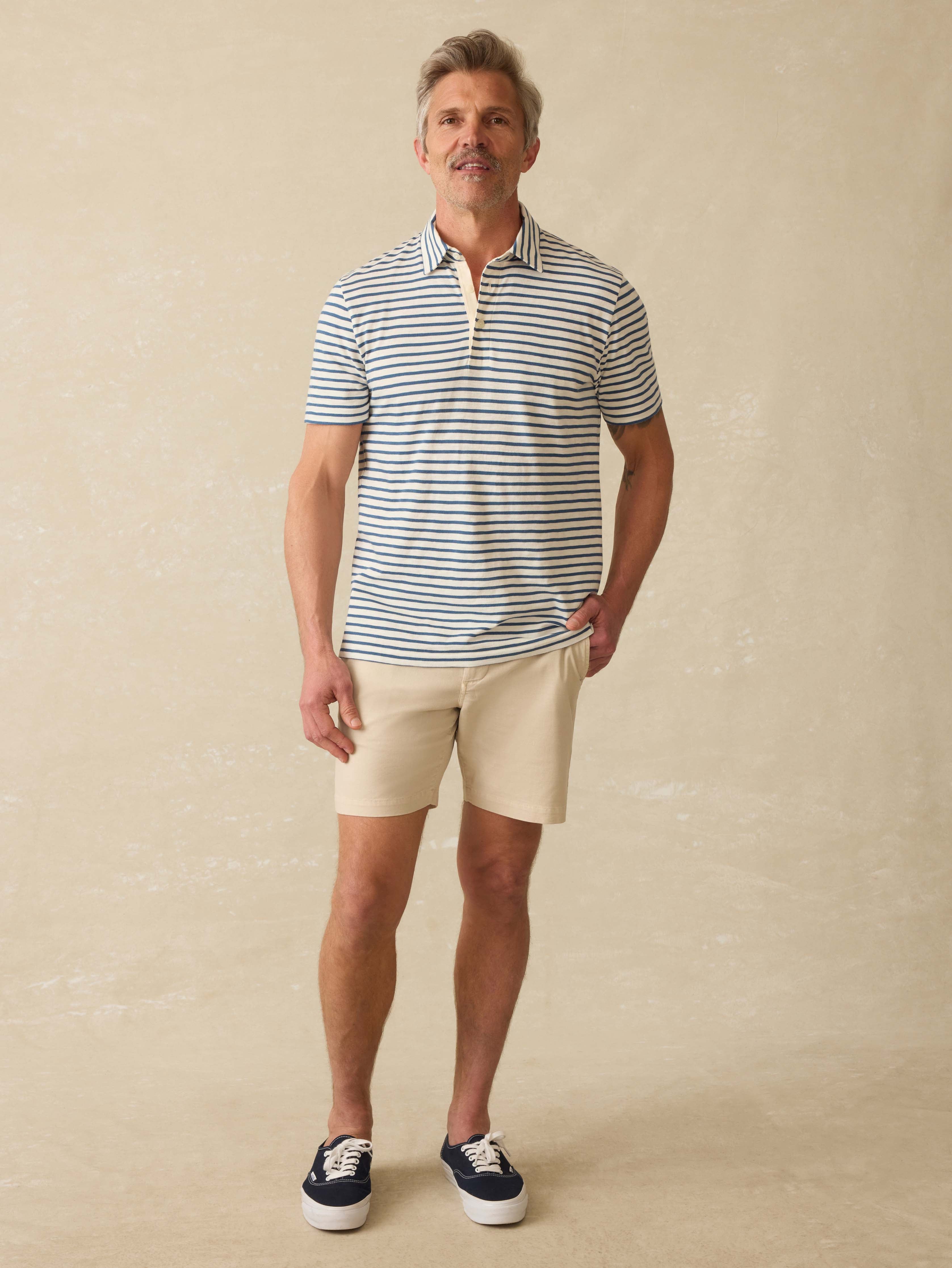 Sunwashed T-Shirt Polo - Ivory Breton Stripe | Faherty Brand