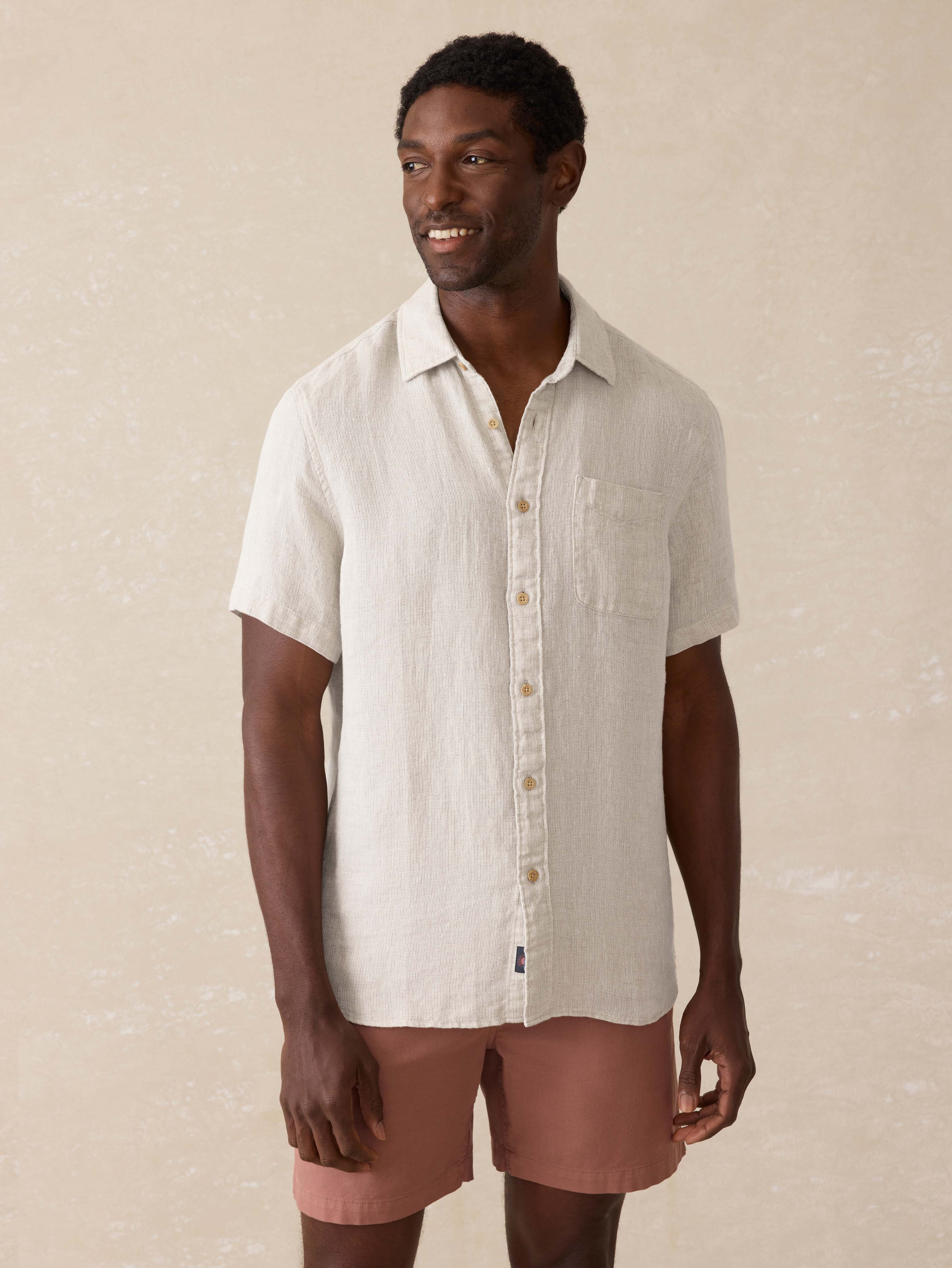 Short-Sleeve Palma Linen Shirt - Natural | Faherty Brand