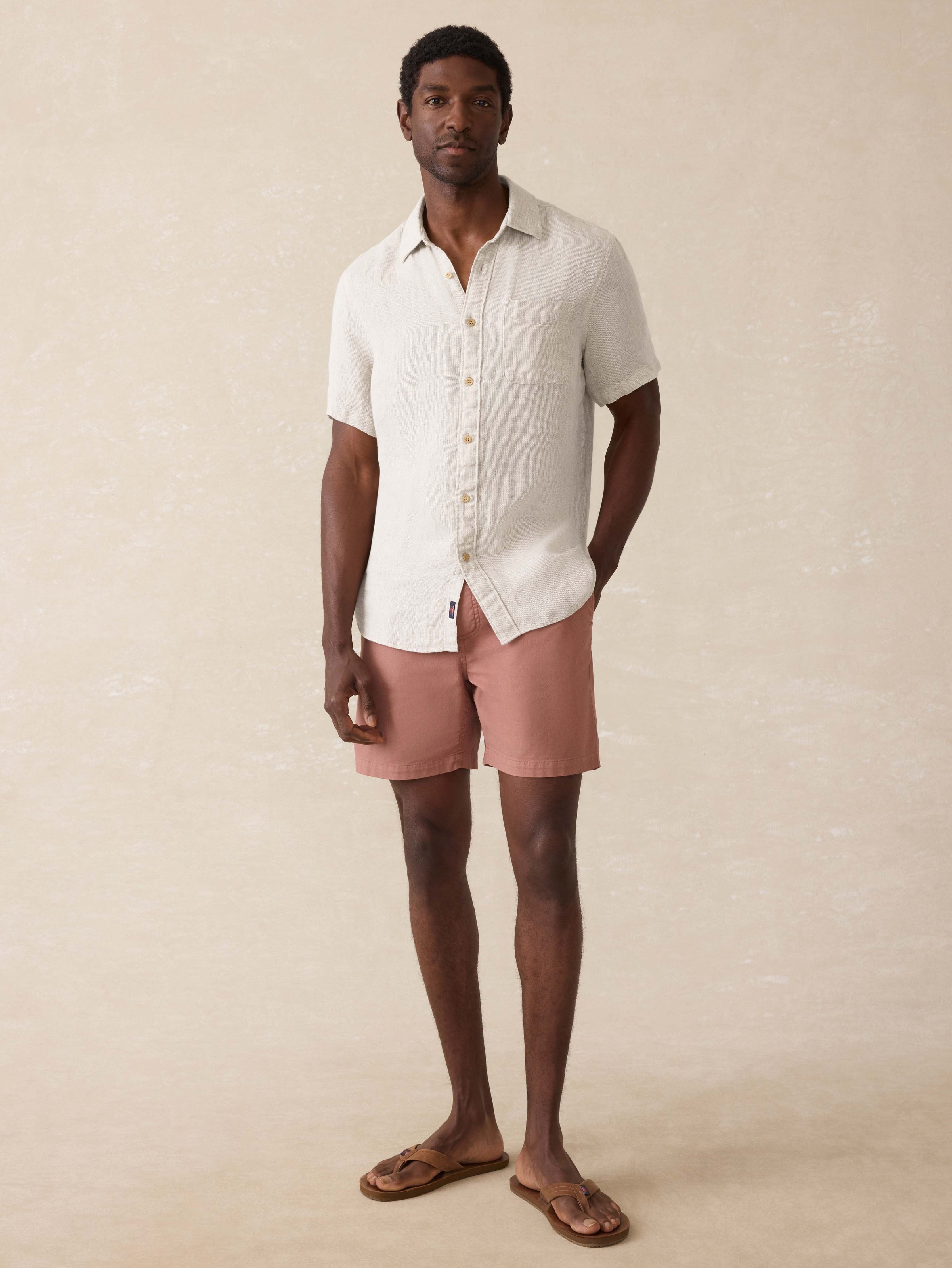 Short-Sleeve Palma Linen Shirt - Natural | Faherty Brand