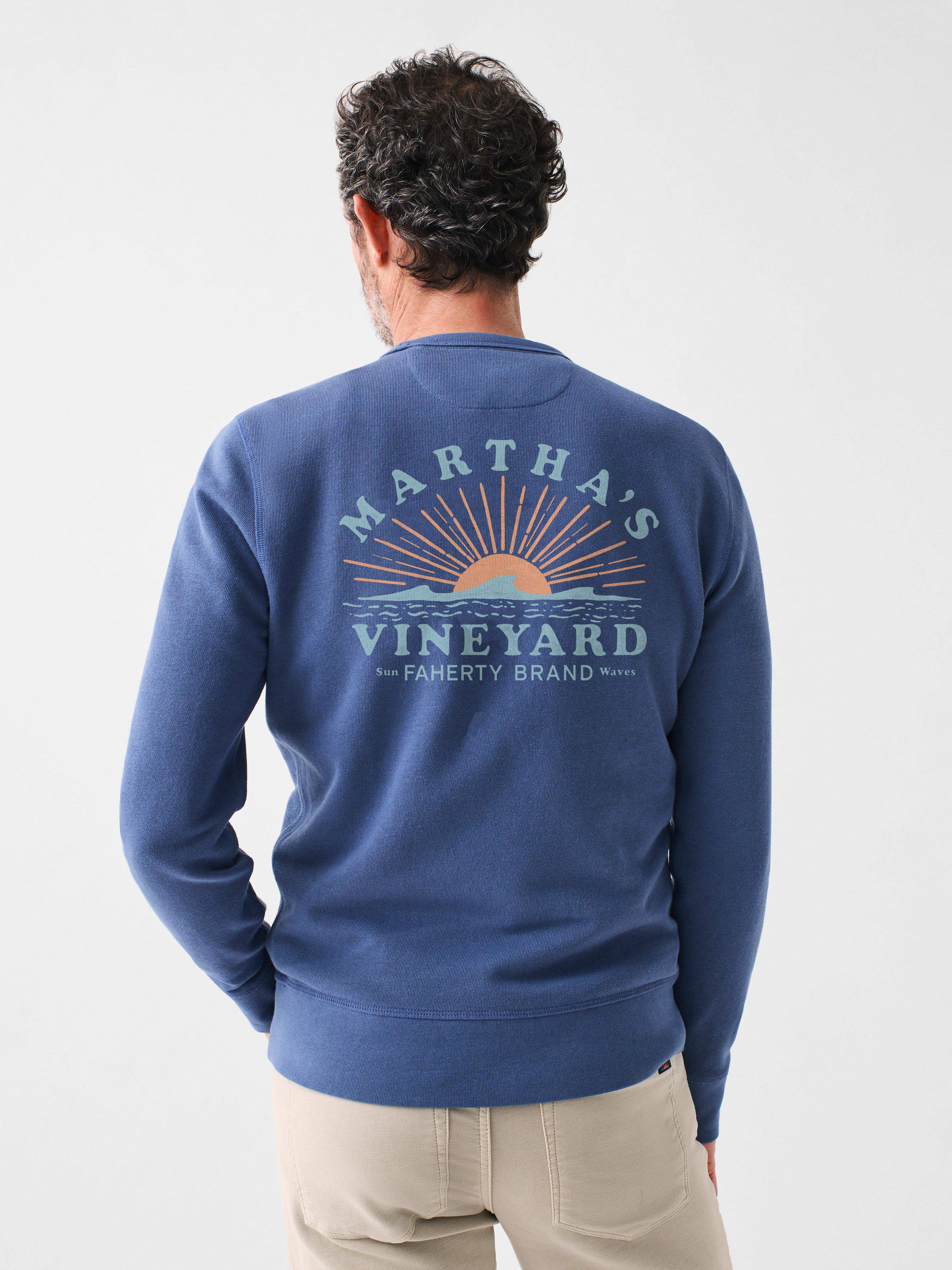 Martha's Vineyard Long-Sleeve Terry Crewneck - Faded Navy | Faherty Brand