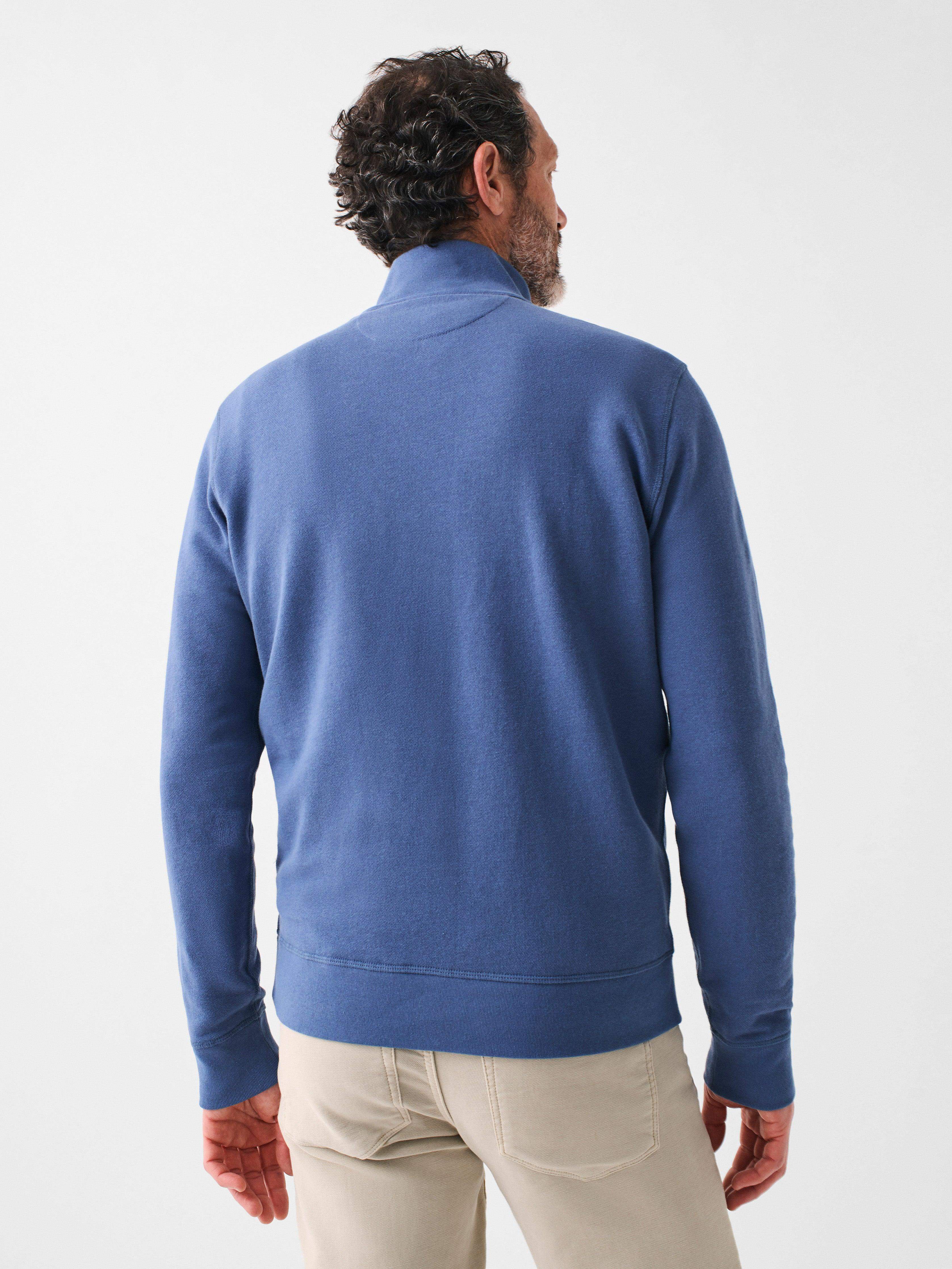 Martha's Vineyard Long-Sleeve Terry Quarter-Zip - Faded Navy | Faherty Brand