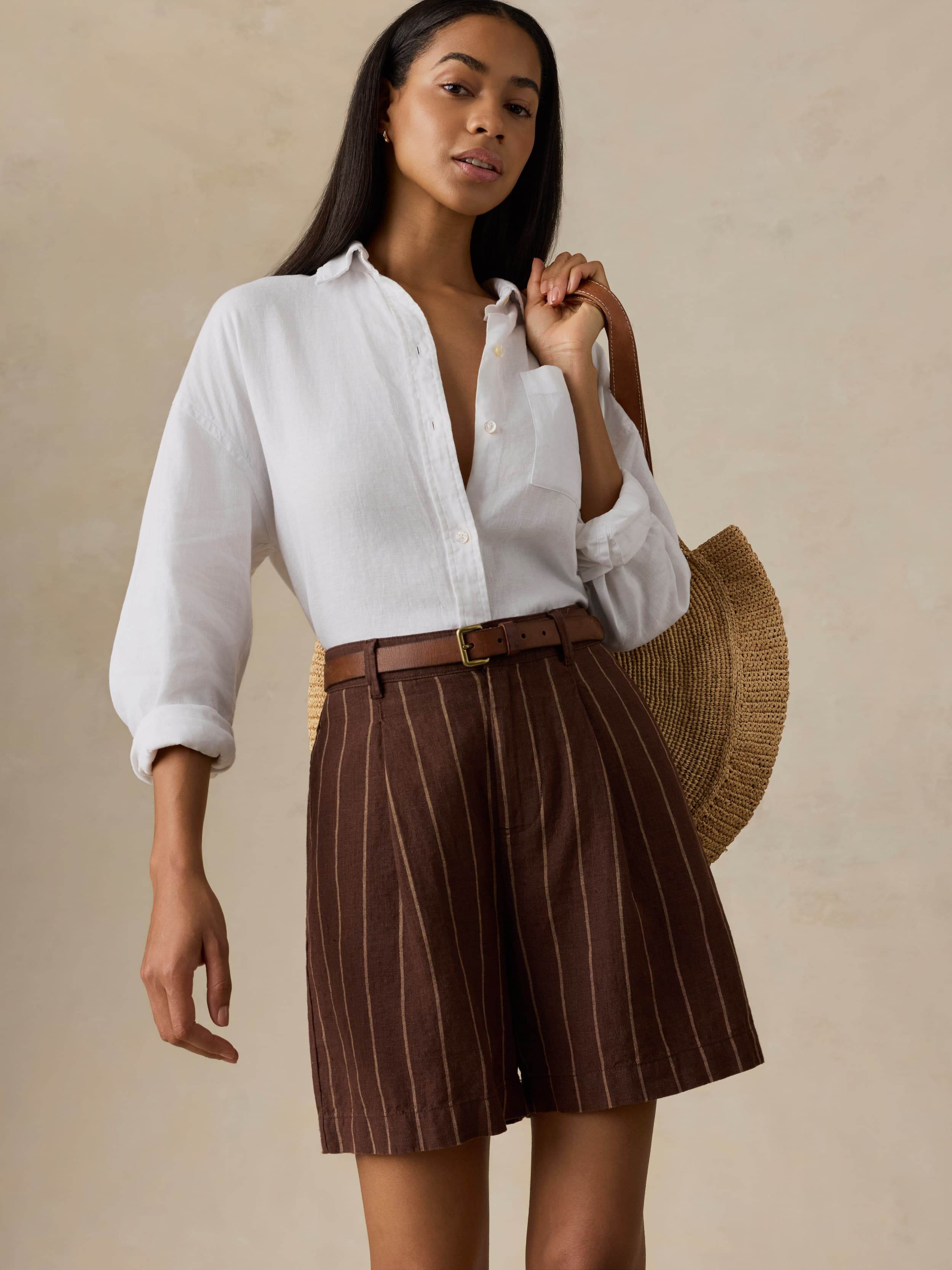 Sun Strider Pleated Short - Harbor Line Stripe | Faherty Brand