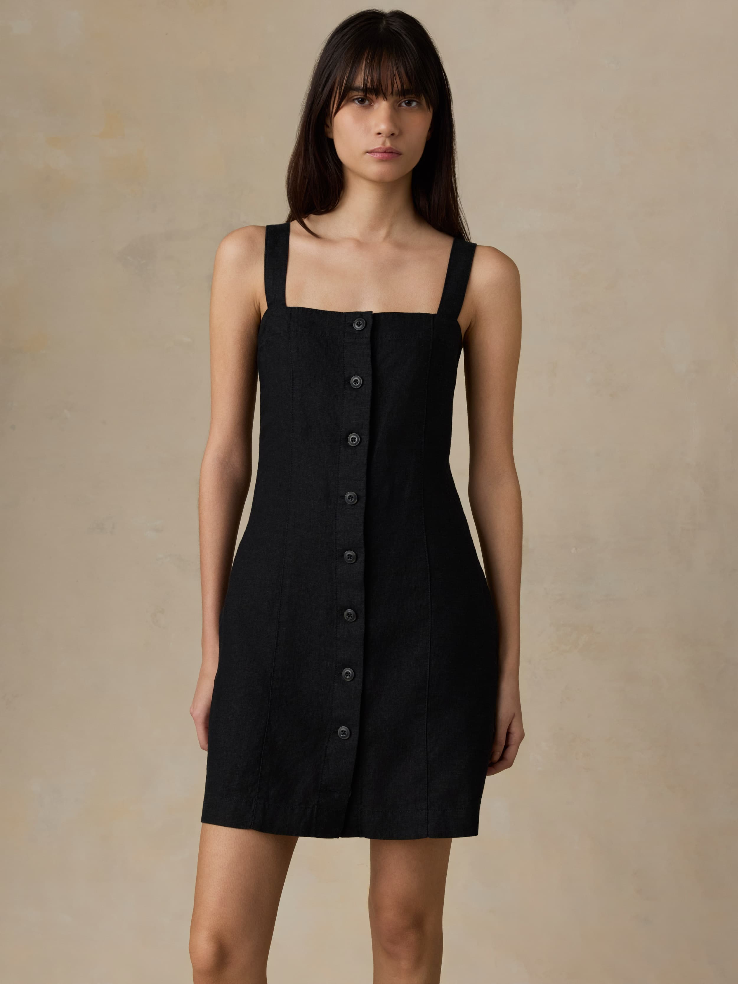 Sun Strider Linen Miley Dress - Black | Faherty Brand