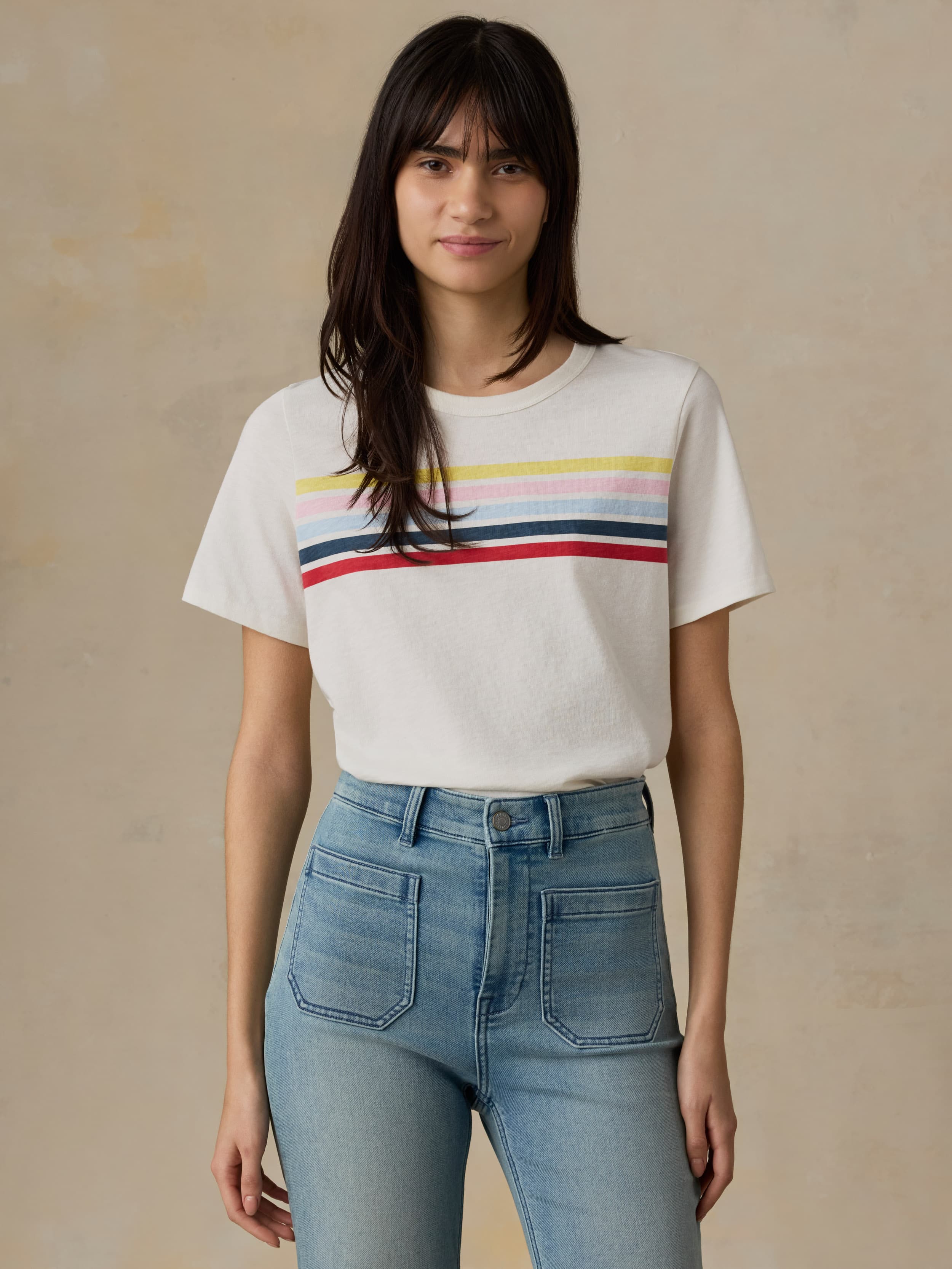 Sunwashed Regenerative Tee - Sunset Parade Stripe | Faherty Brand